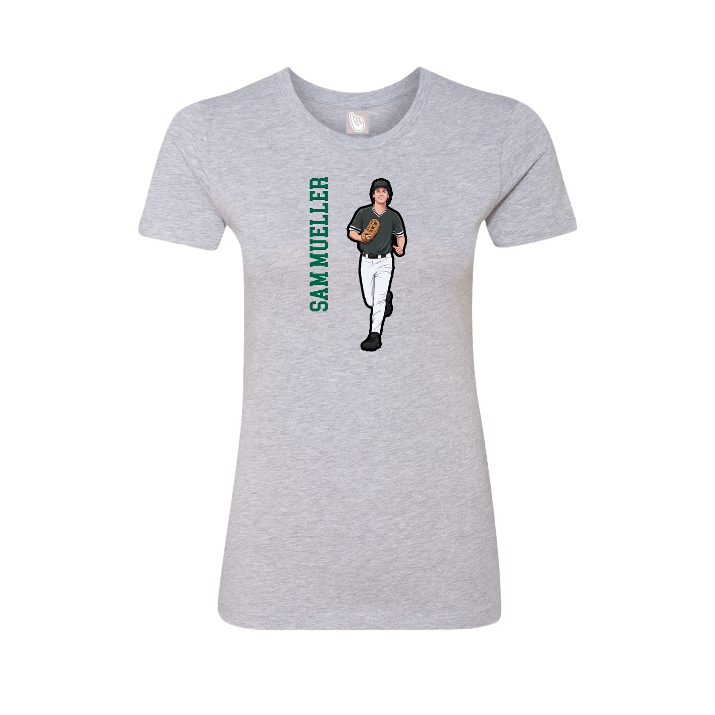 Fitted Women's Tee — Name Vertical in Grey