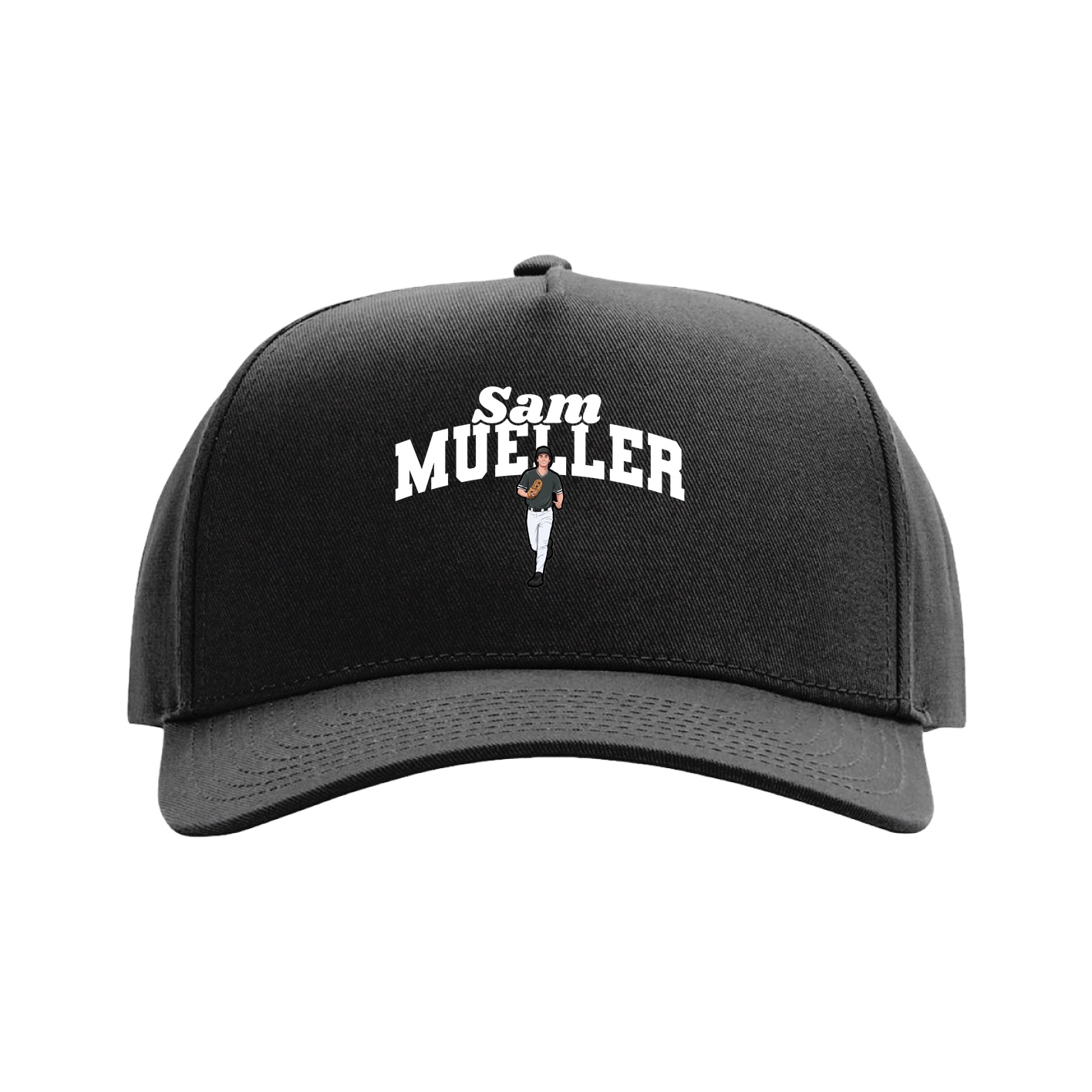 Full Fabric Five-Panel Champ Cap — Signature Arch in Black