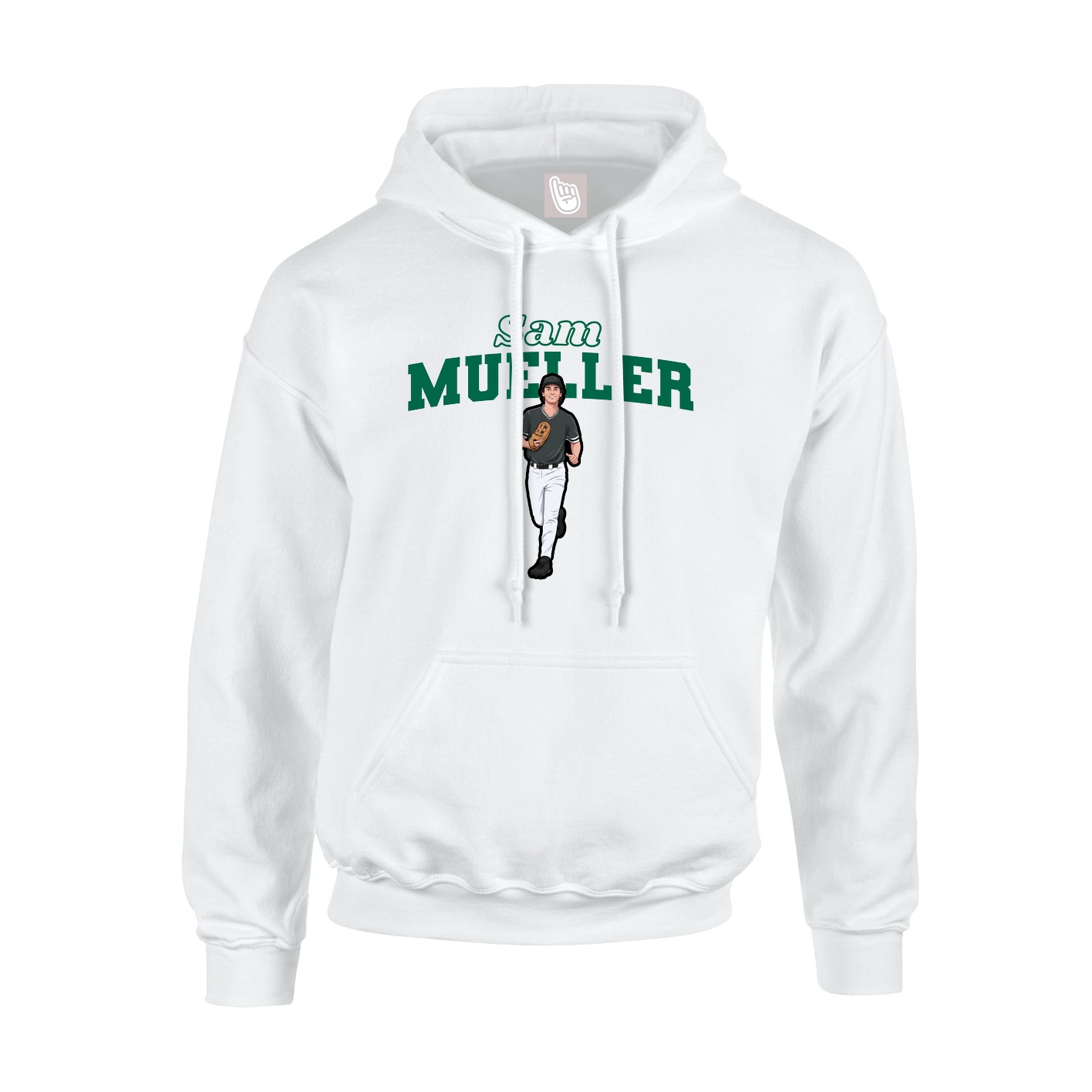 Youth Hoodie — Name Arch in White