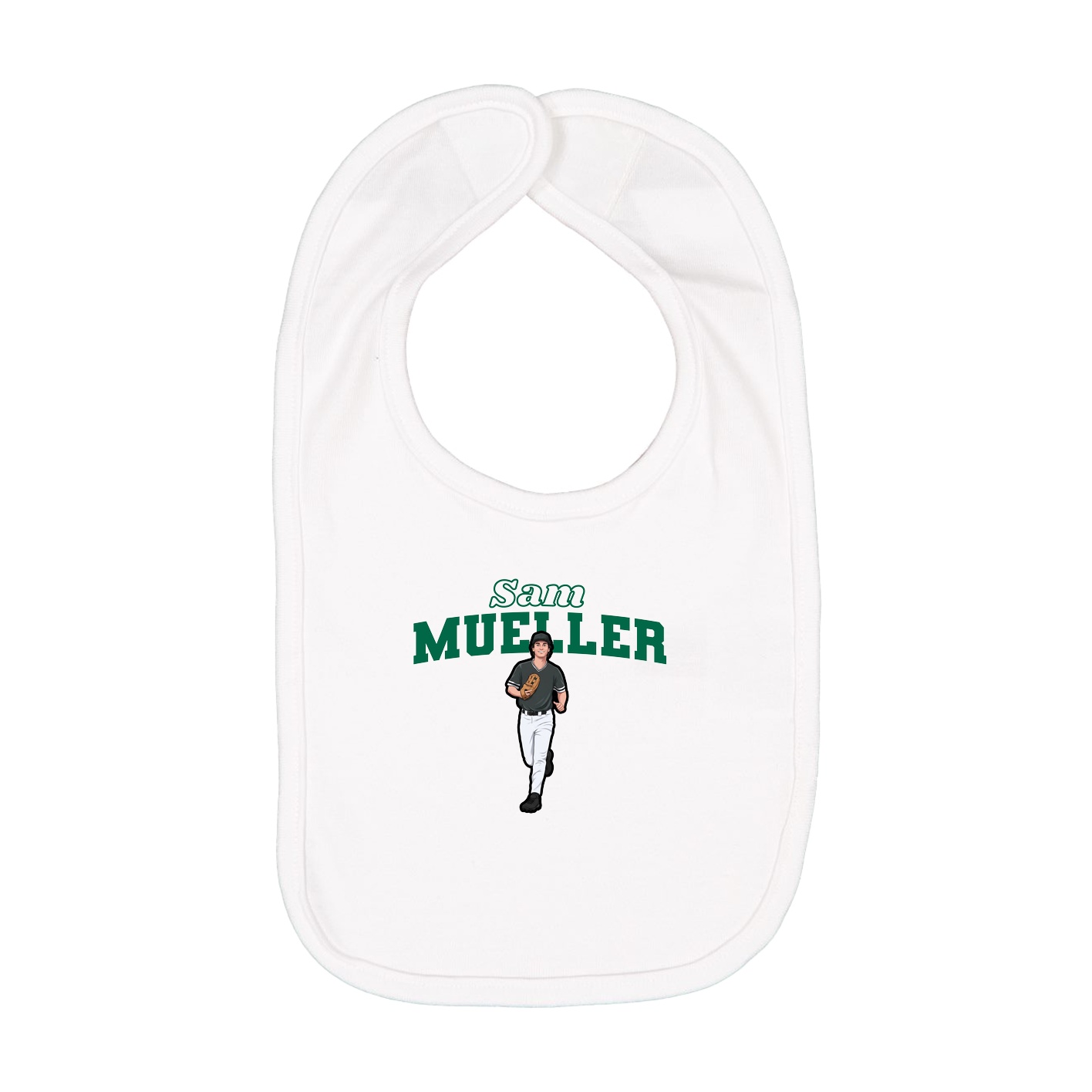 Infant Bib — Name Arch in White