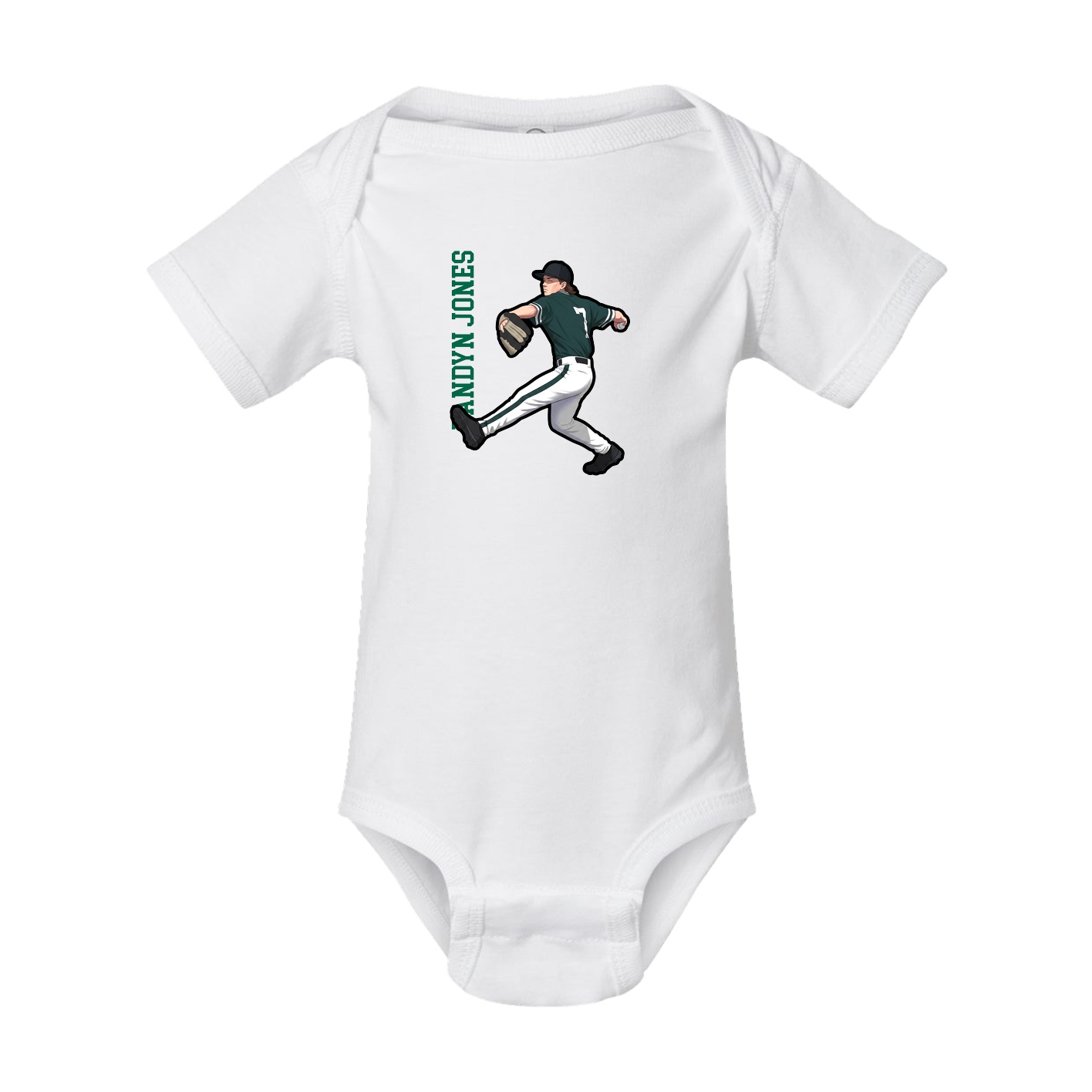 Baby Onesie — Name Vertical in White