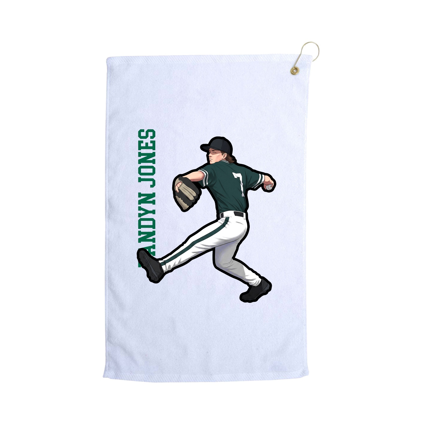 Golf Towel — Name Vertical in White