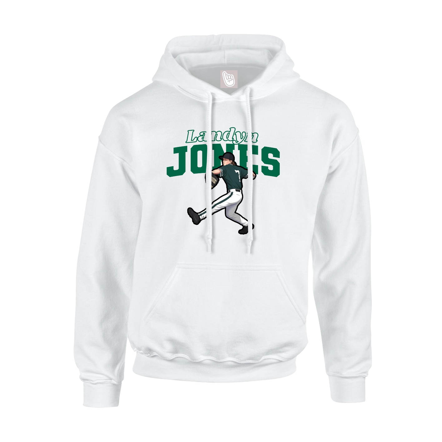 Youth Hoodie — Name Arch in White