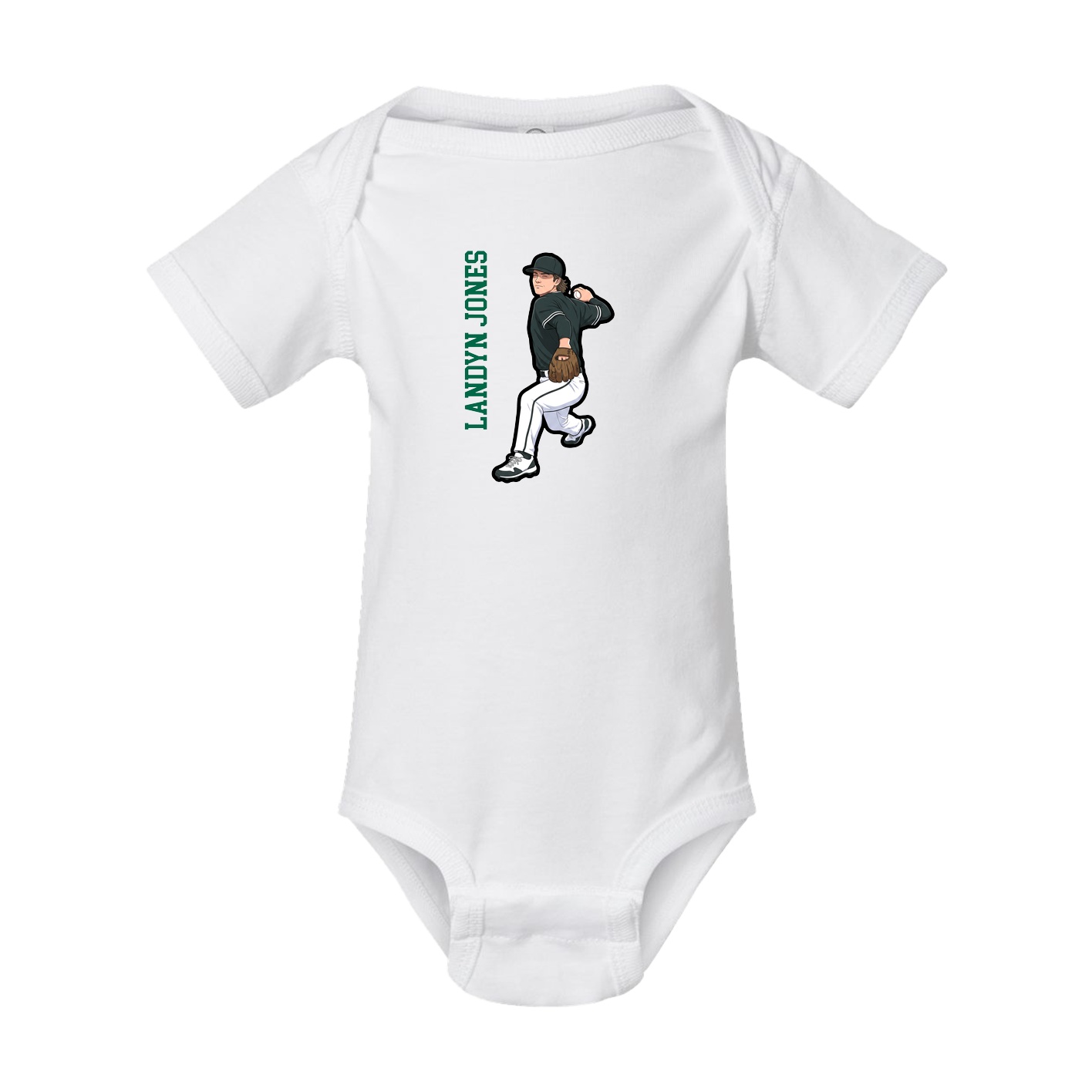 Baby Onesie — Name Vertical in White