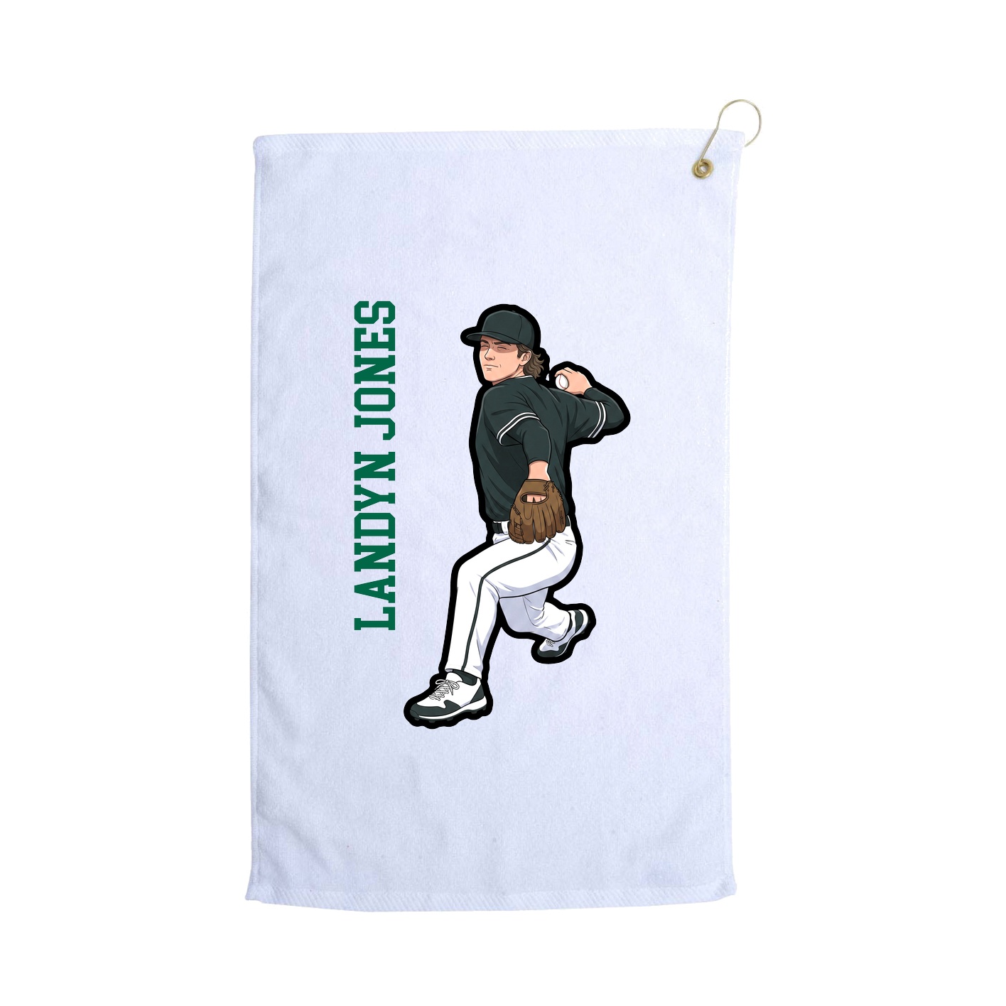 Golf Towel — Name Vertical in White
