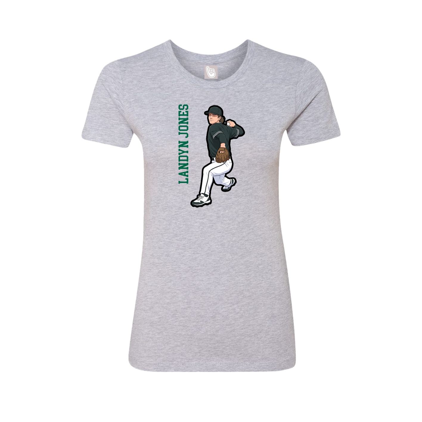 Fitted Women's Tee — Name Vertical in Grey
