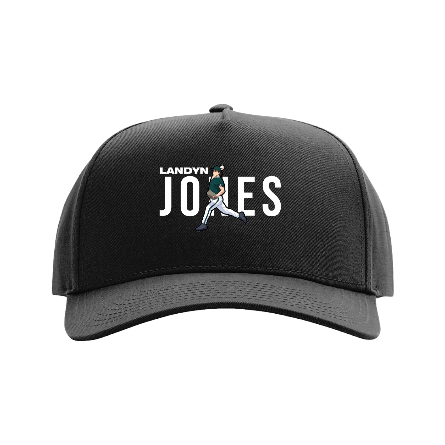 Full Fabric Five-Panel Champ Cap — Player Name in Black