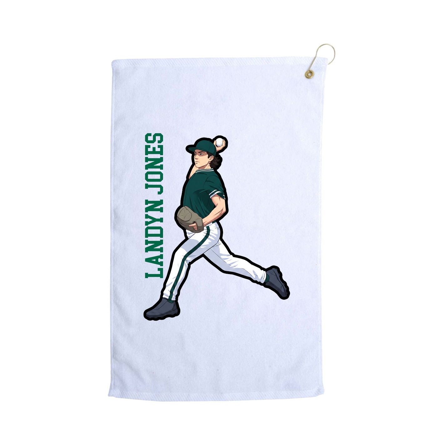 Golf Towel — Name Vertical in White