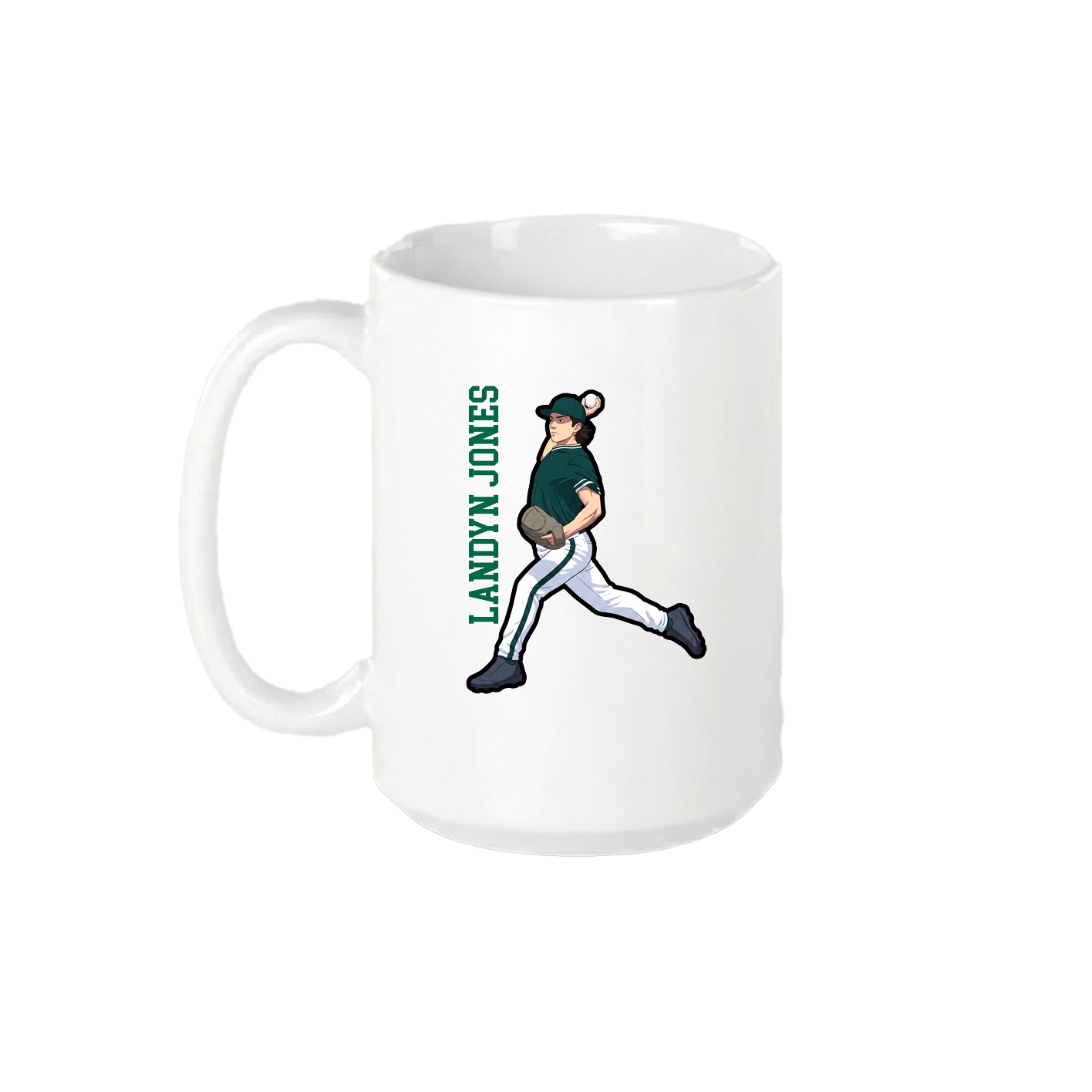 15oz Coffee Mug — Name Vertical in White