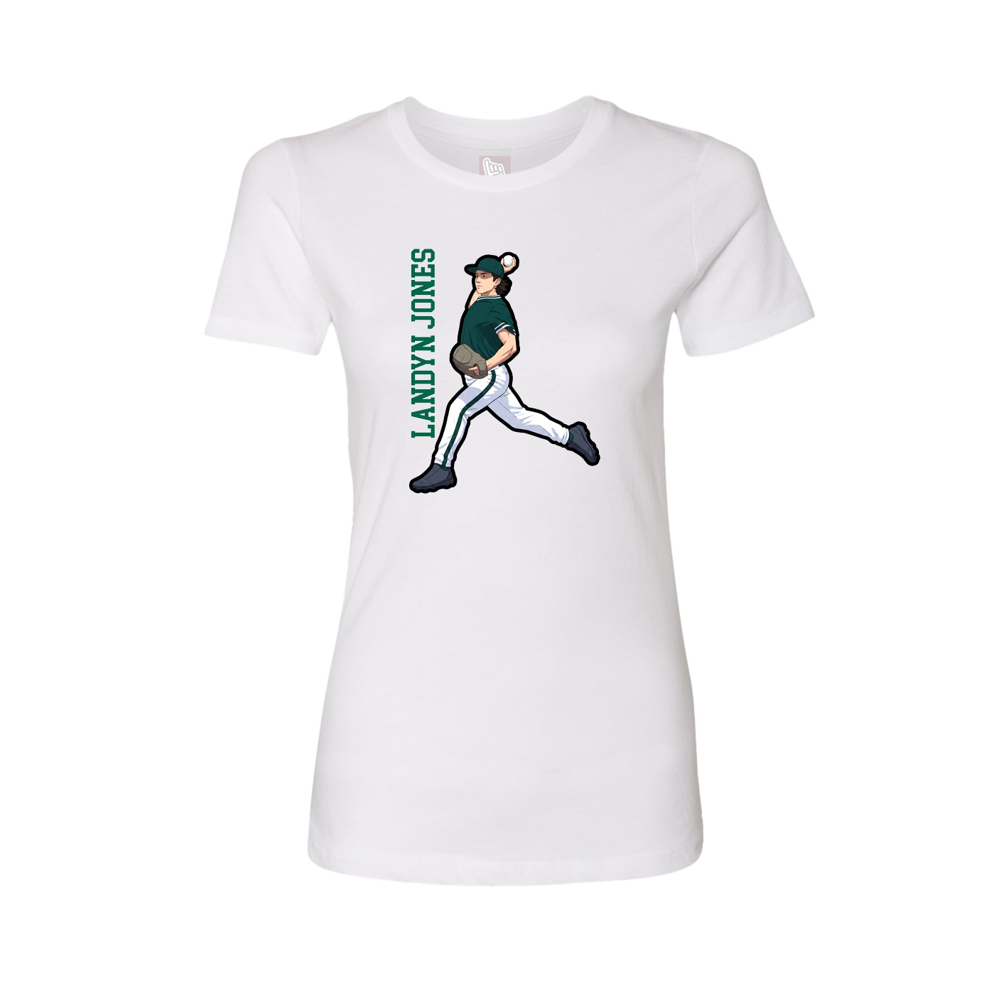 Fitted Women's Tee — Name Vertical in White