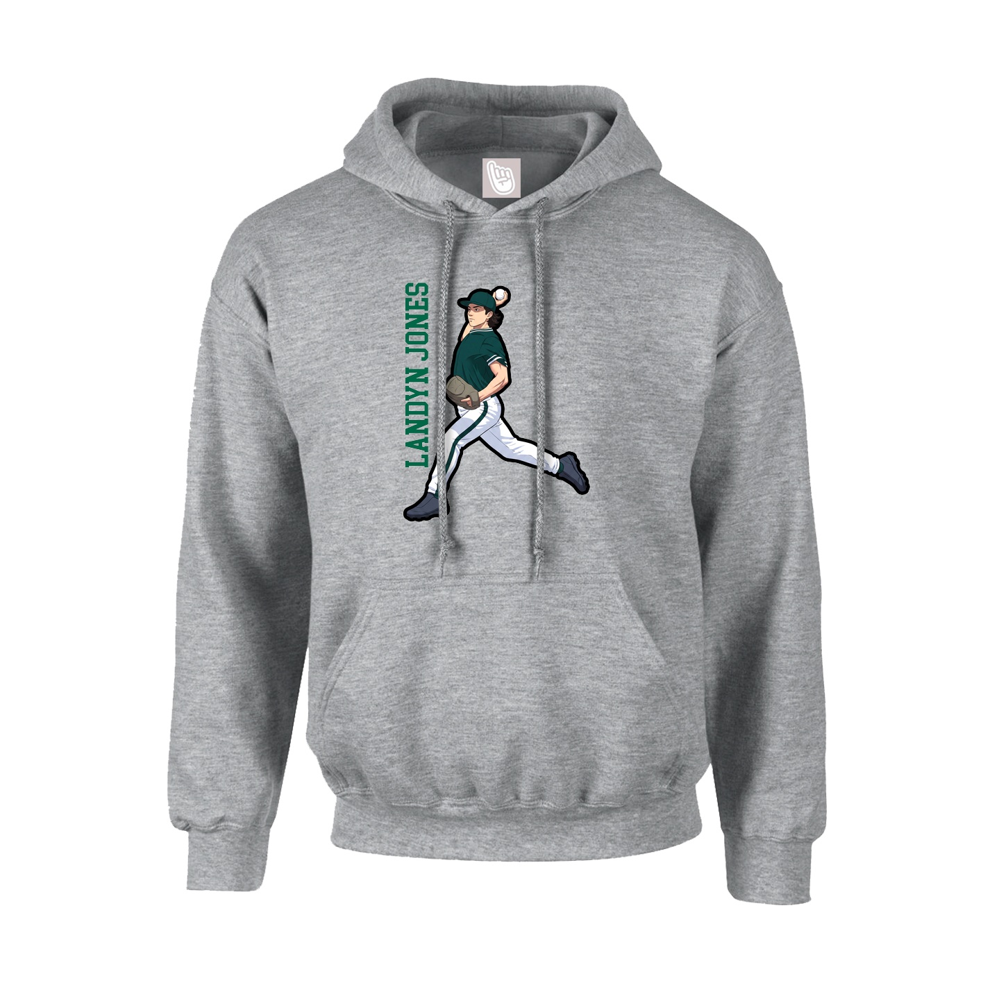 Hoodie — Name Vertical in Grey