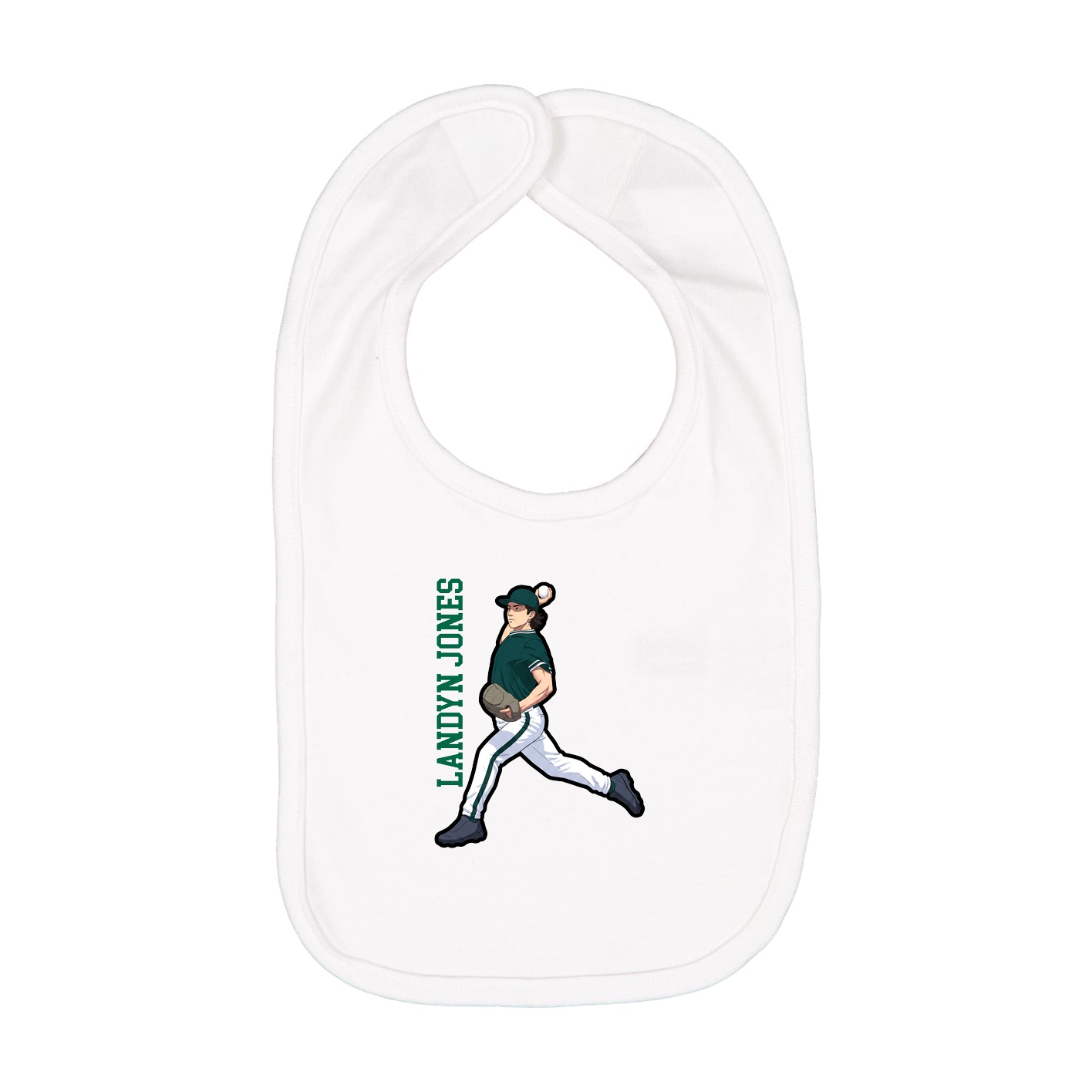 Infant Bib — Name Vertical in White