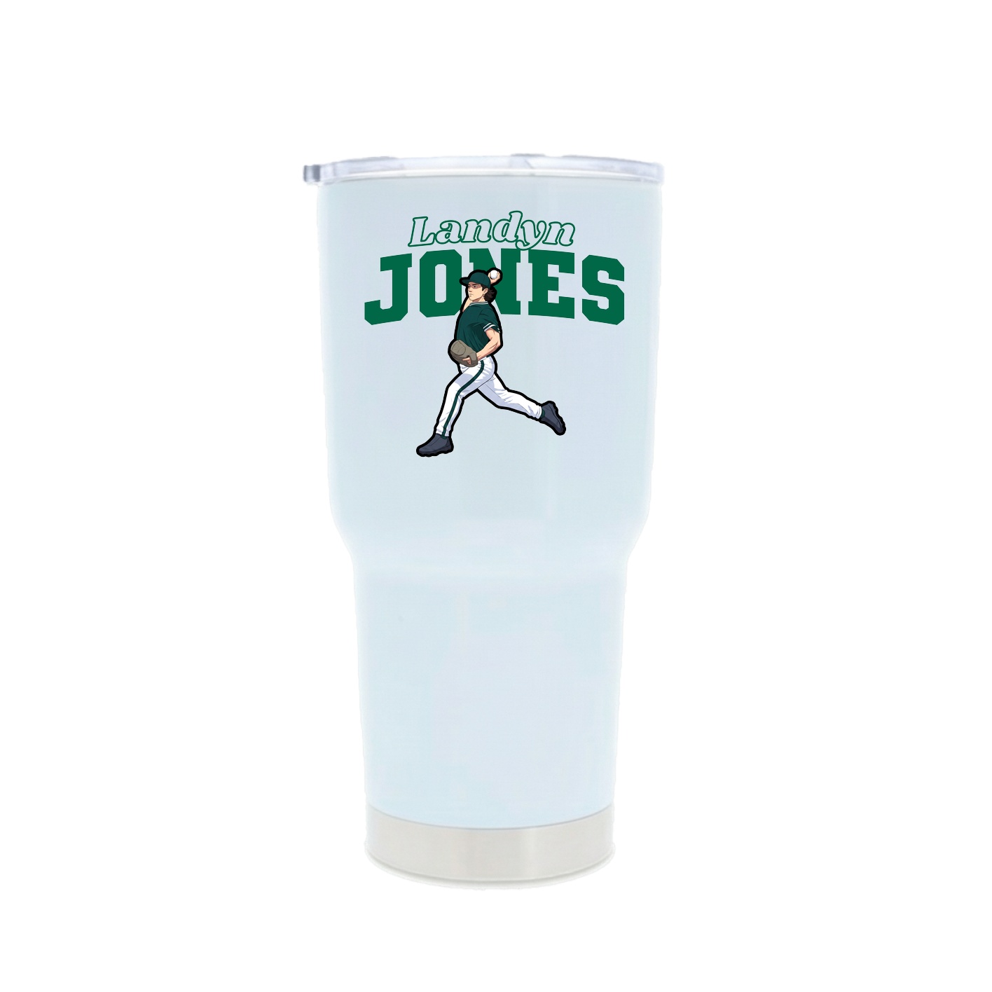30oz Stainless Steel Tumbler — Name Arch in White