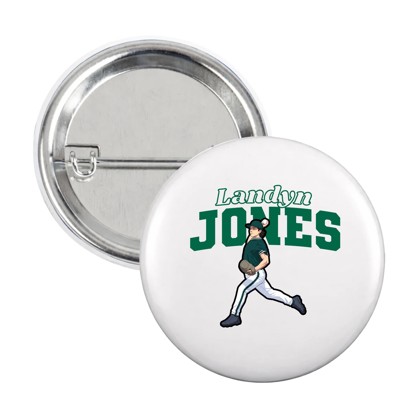 Game Day Button — Name Arch in White