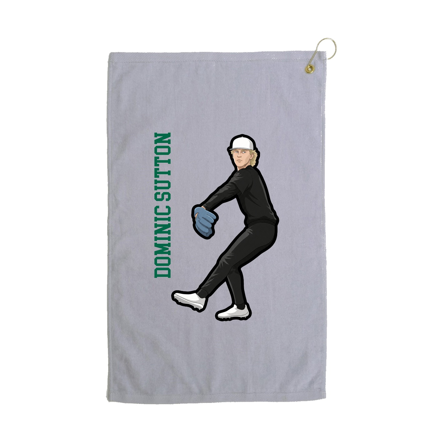 Golf Towel — Name Vertical in Grey
