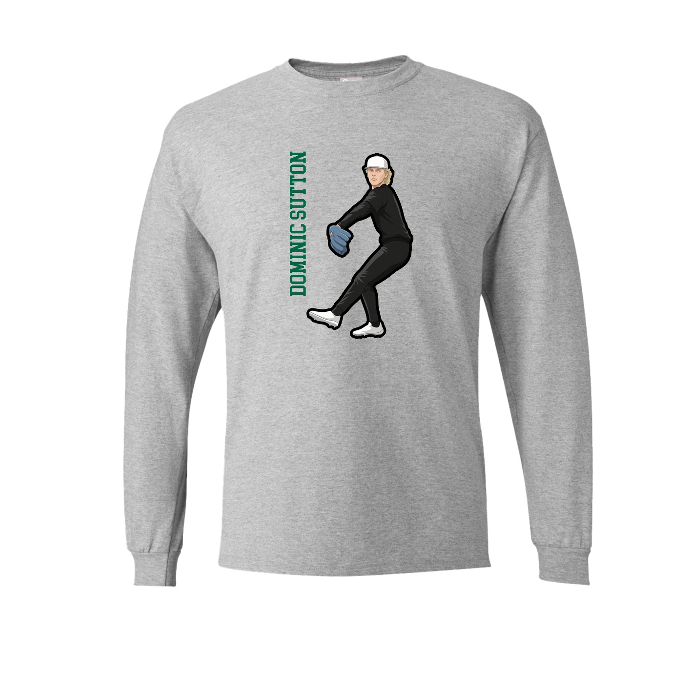 Long Sleeve Tee — Name Vertical in Grey