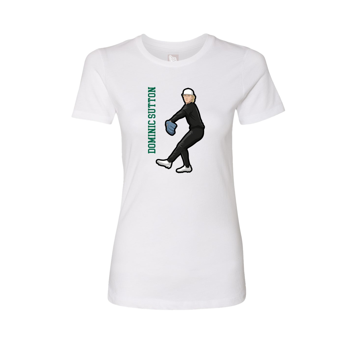 Fitted Women's Tee — Name Vertical in White