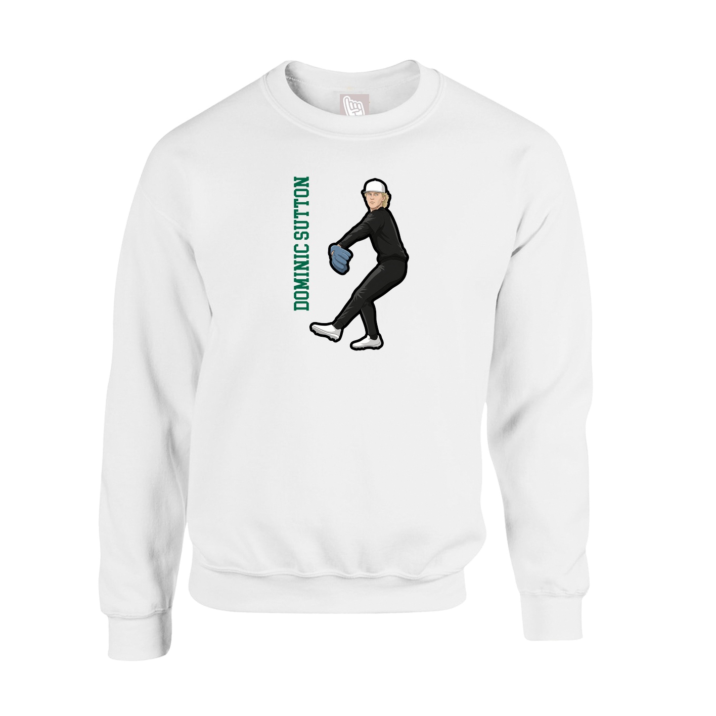 Fleece Crew — Name Vertical in White