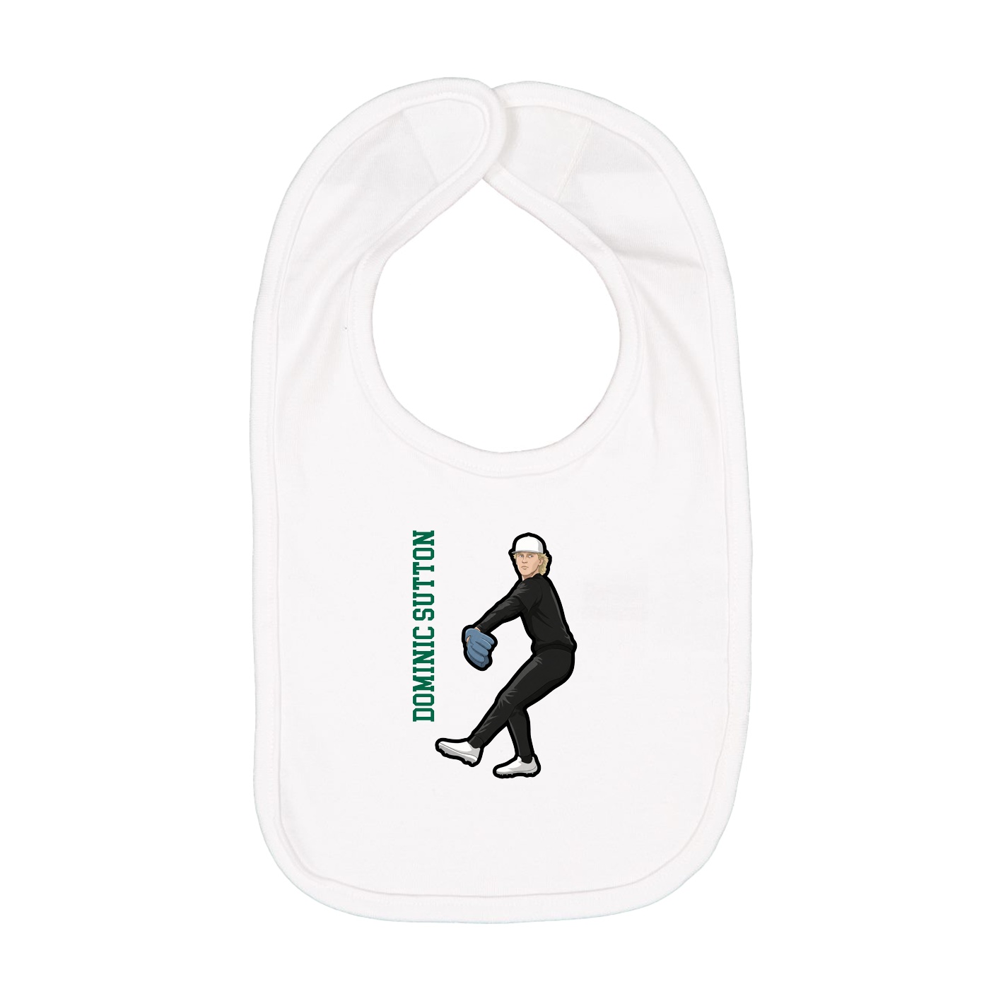 Infant Bib — Name Vertical in White