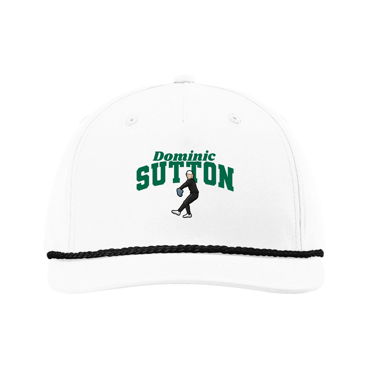 Five-Panel Classic Rope Cap — Signature Arch in White