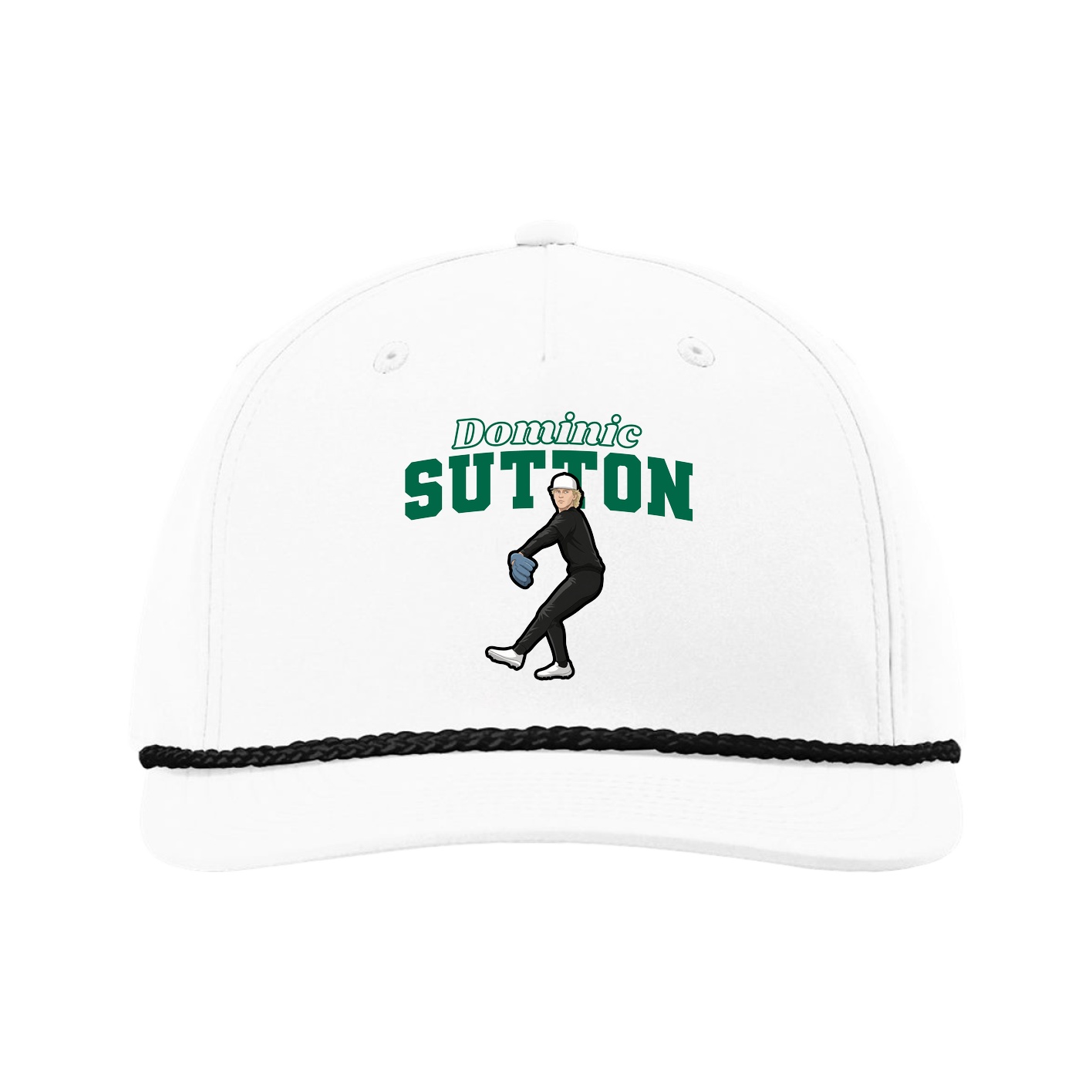 Five-Panel Classic Rope Cap — Name Arch in White