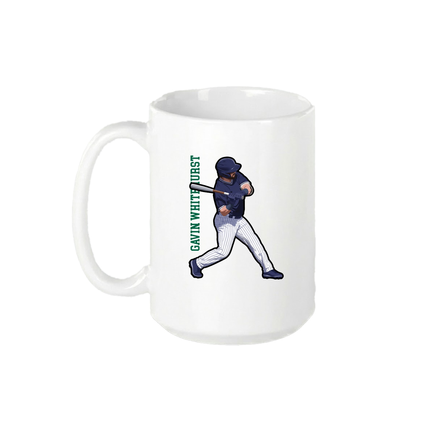 15oz Coffee Mug — Name Vertical in White