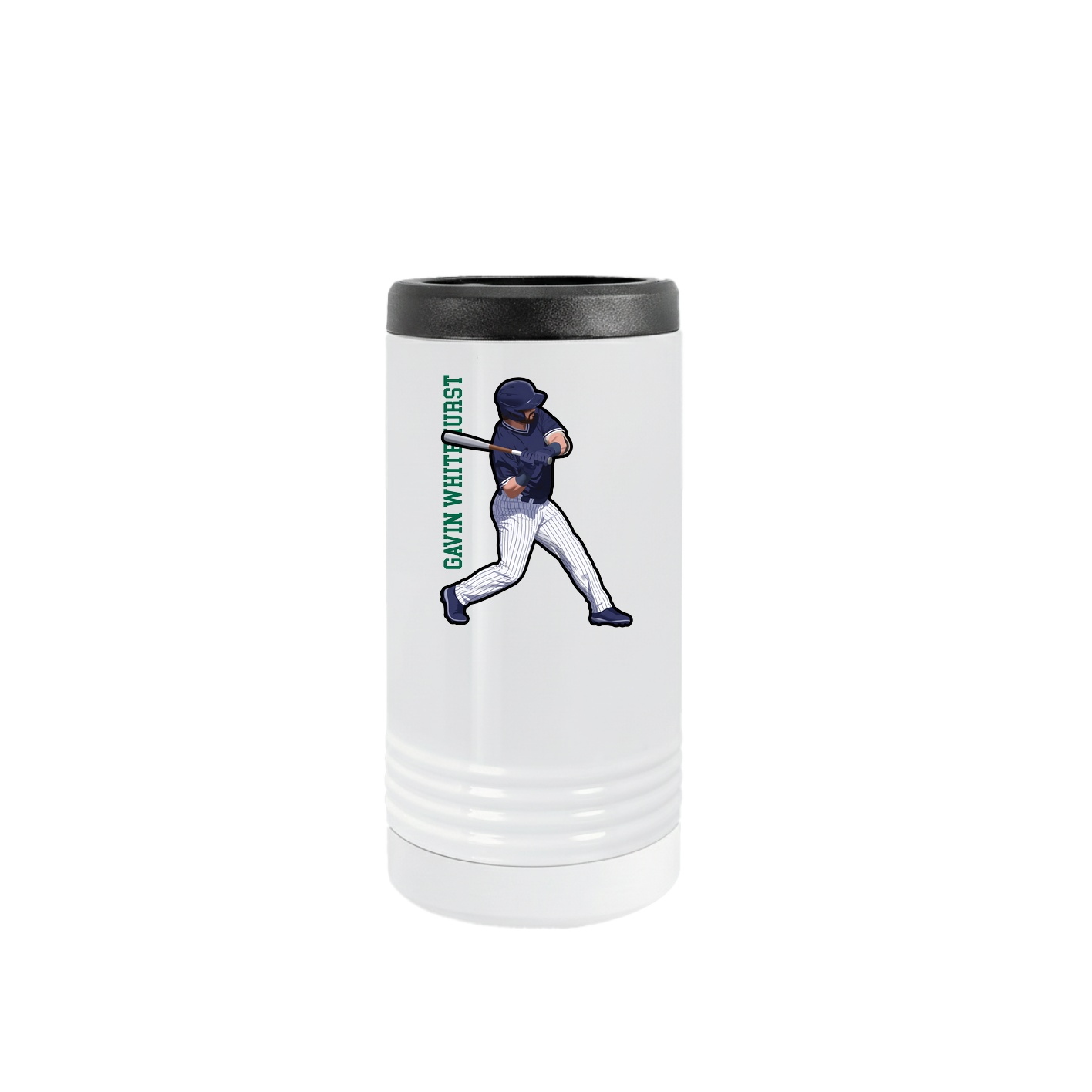 Slim Beverage Holder — Name Vertical in White