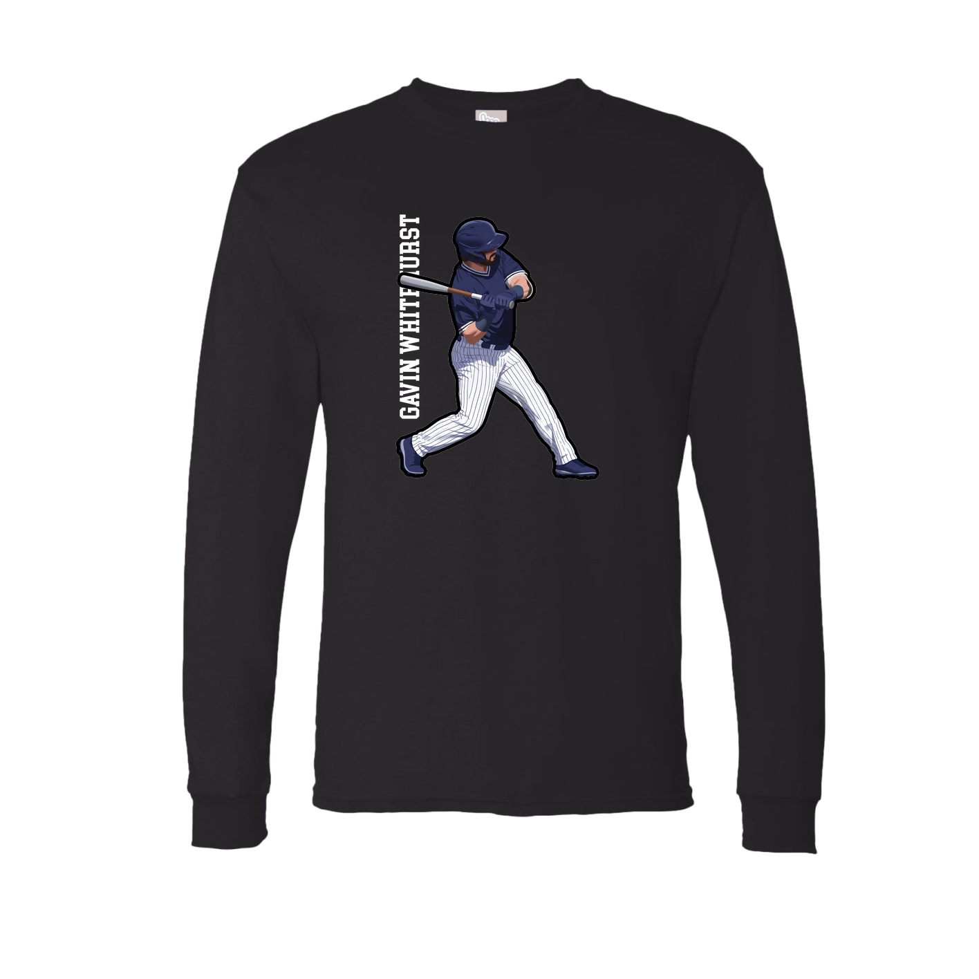 Long Sleeve Tee — Name Vertical in Black