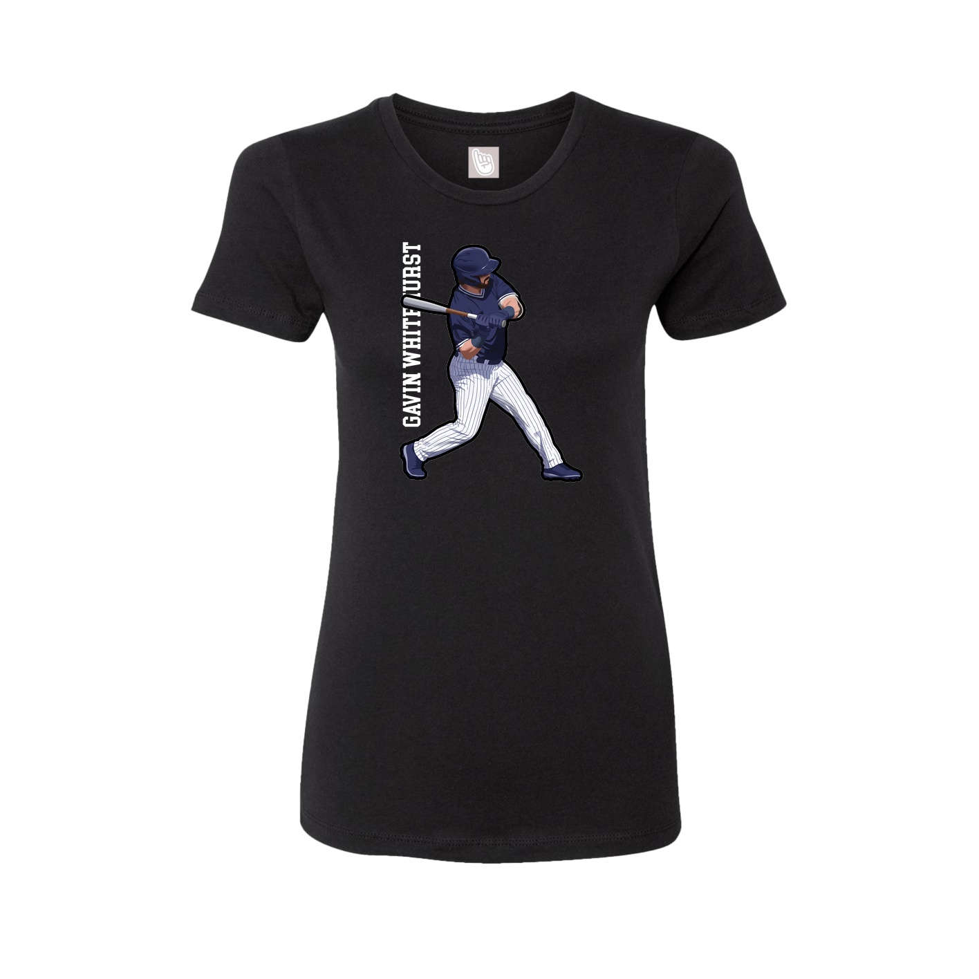 Fitted Women's Tee — Name Vertical in Black