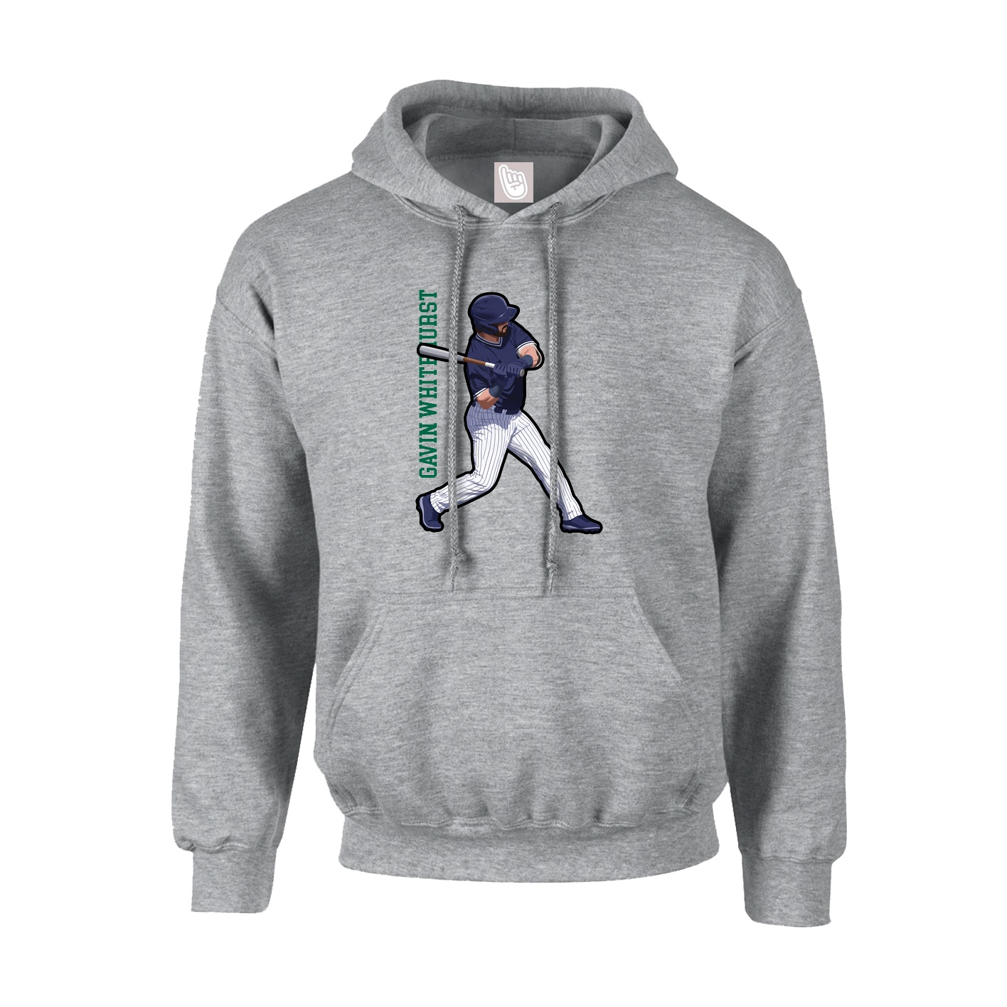 Hoodie — Name Vertical in Grey