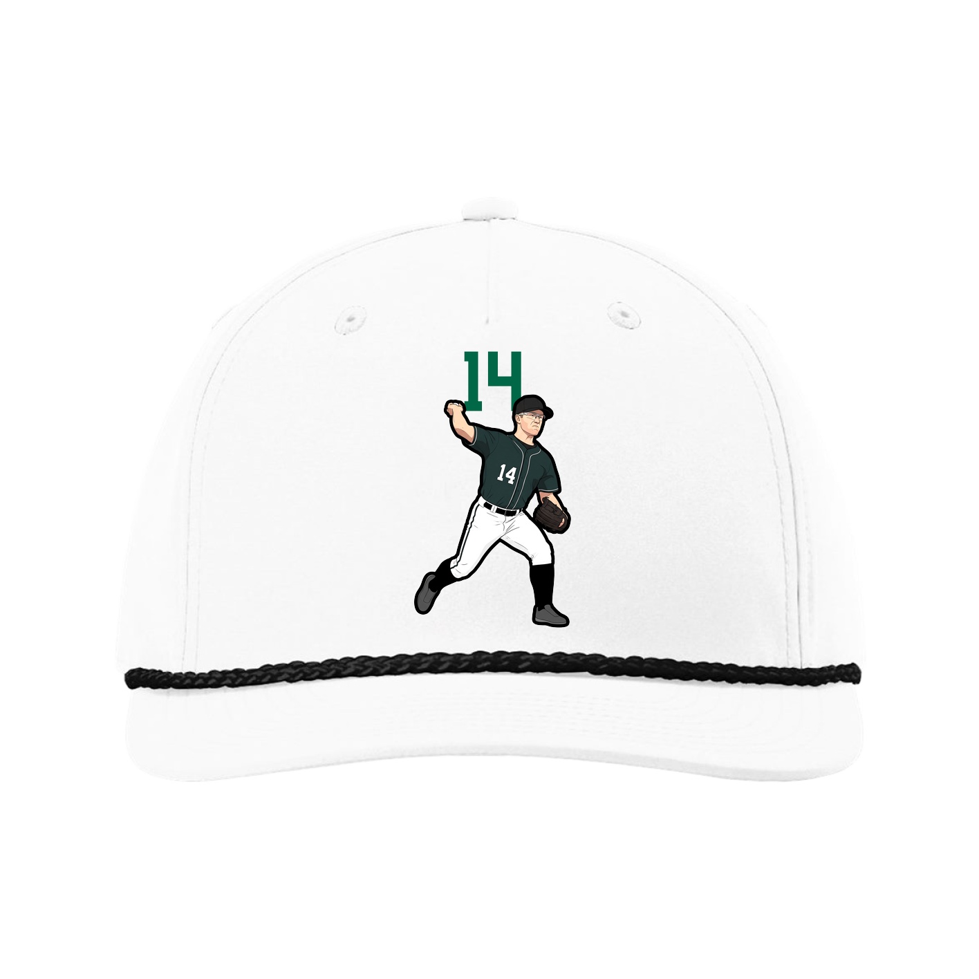 Five-Panel Classic Rope Cap — Number Top in White