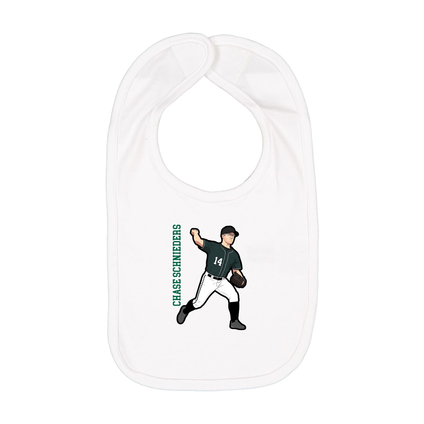 Infant Bib — Name Vertical in White