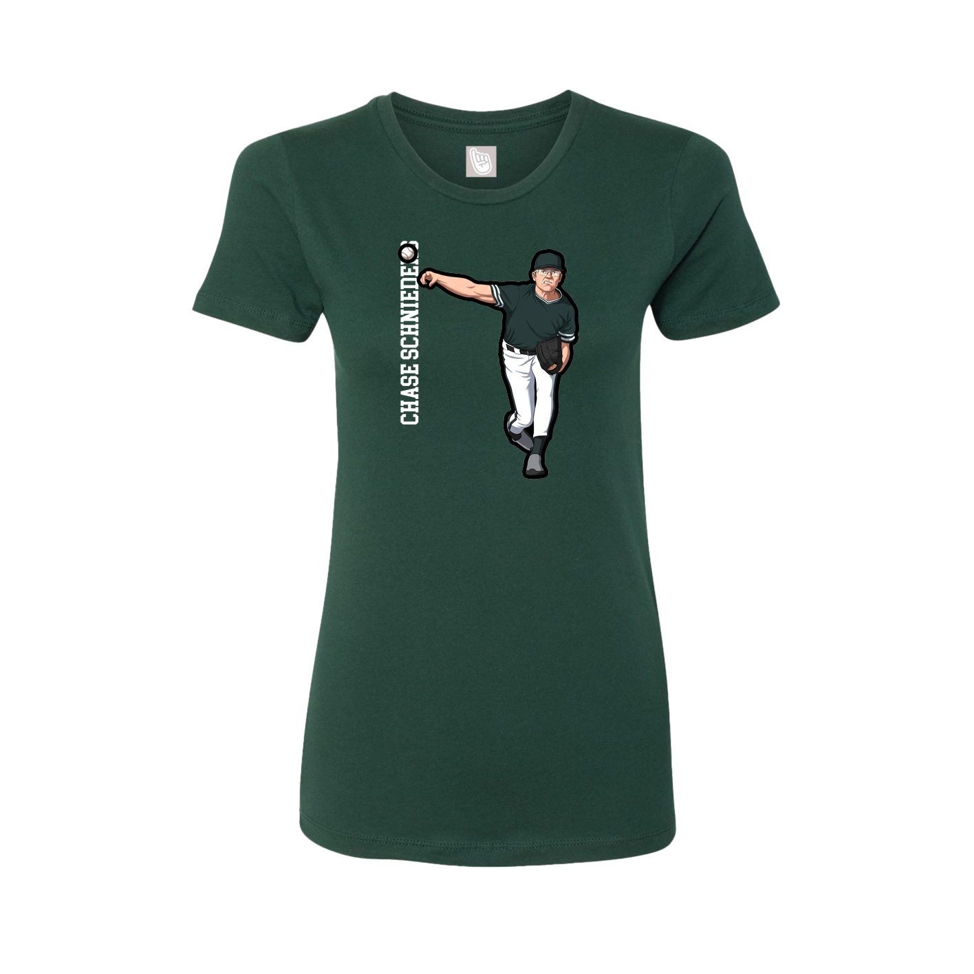 Fitted Women's Tee — Name Vertical in Green