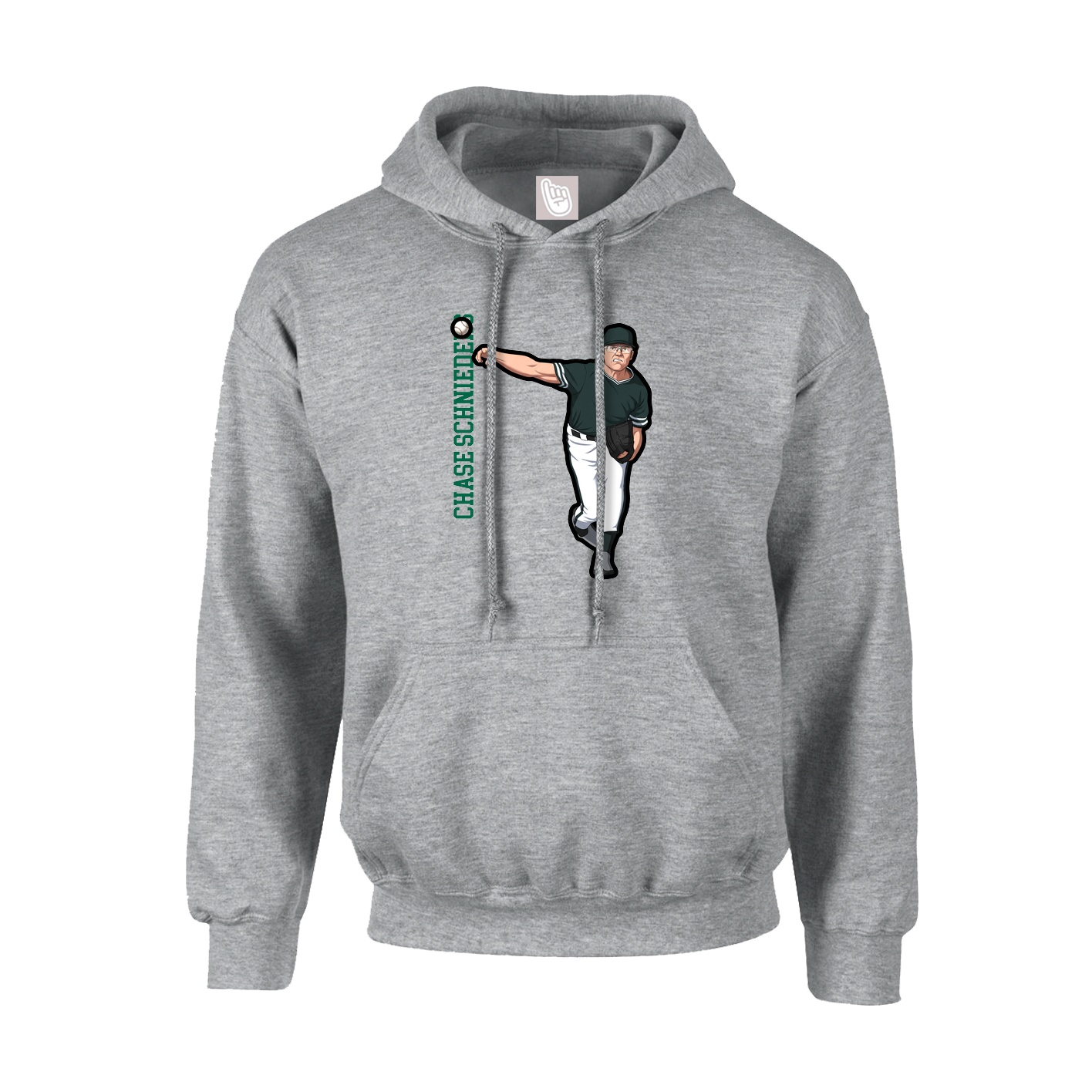 Hoodie — Name Vertical in Grey