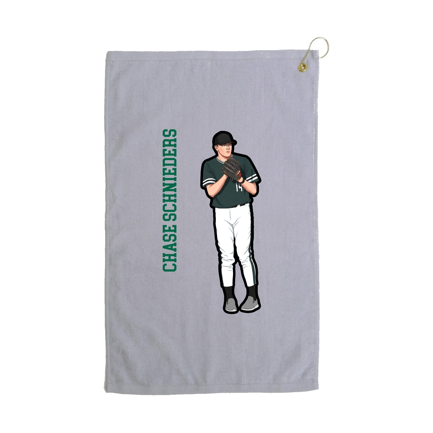 Golf Towel — Name Vertical in Grey