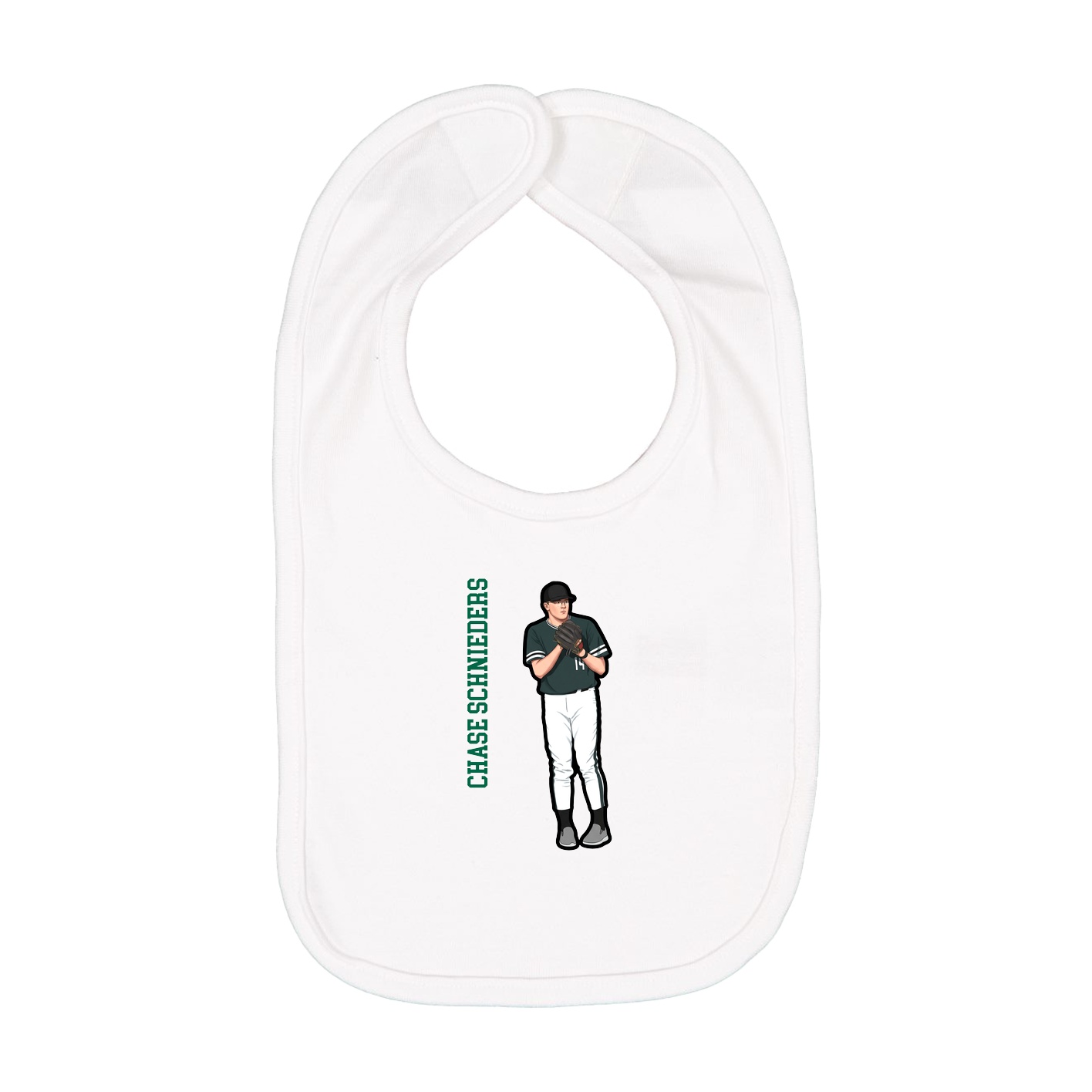 Infant Bib — Name Vertical in White
