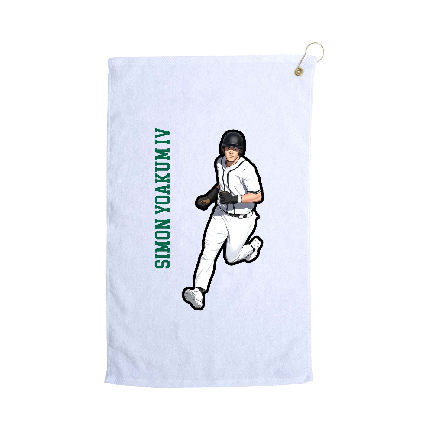 Golf Towel — Name Vertical in White