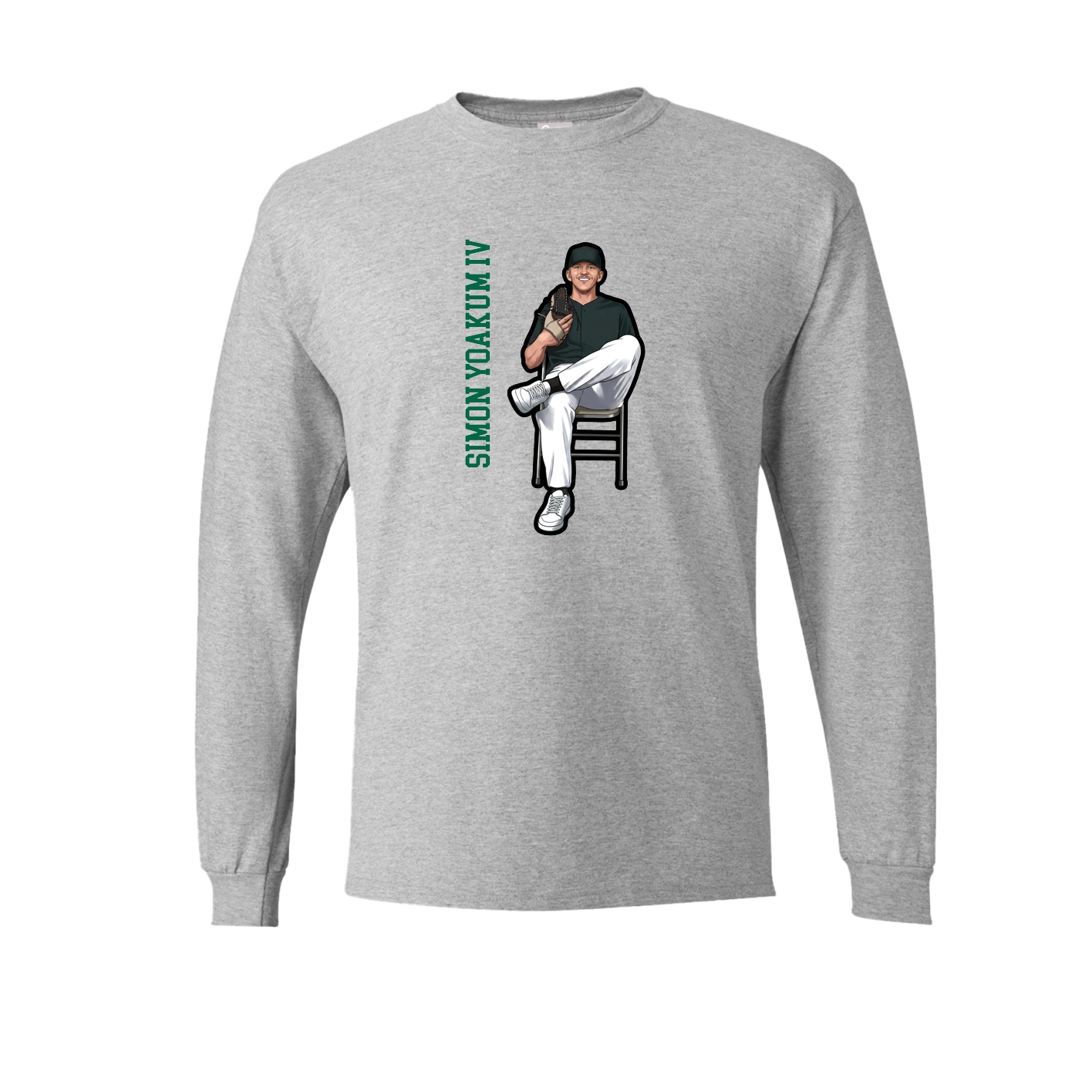 Long Sleeve Tee — Name Vertical in Grey