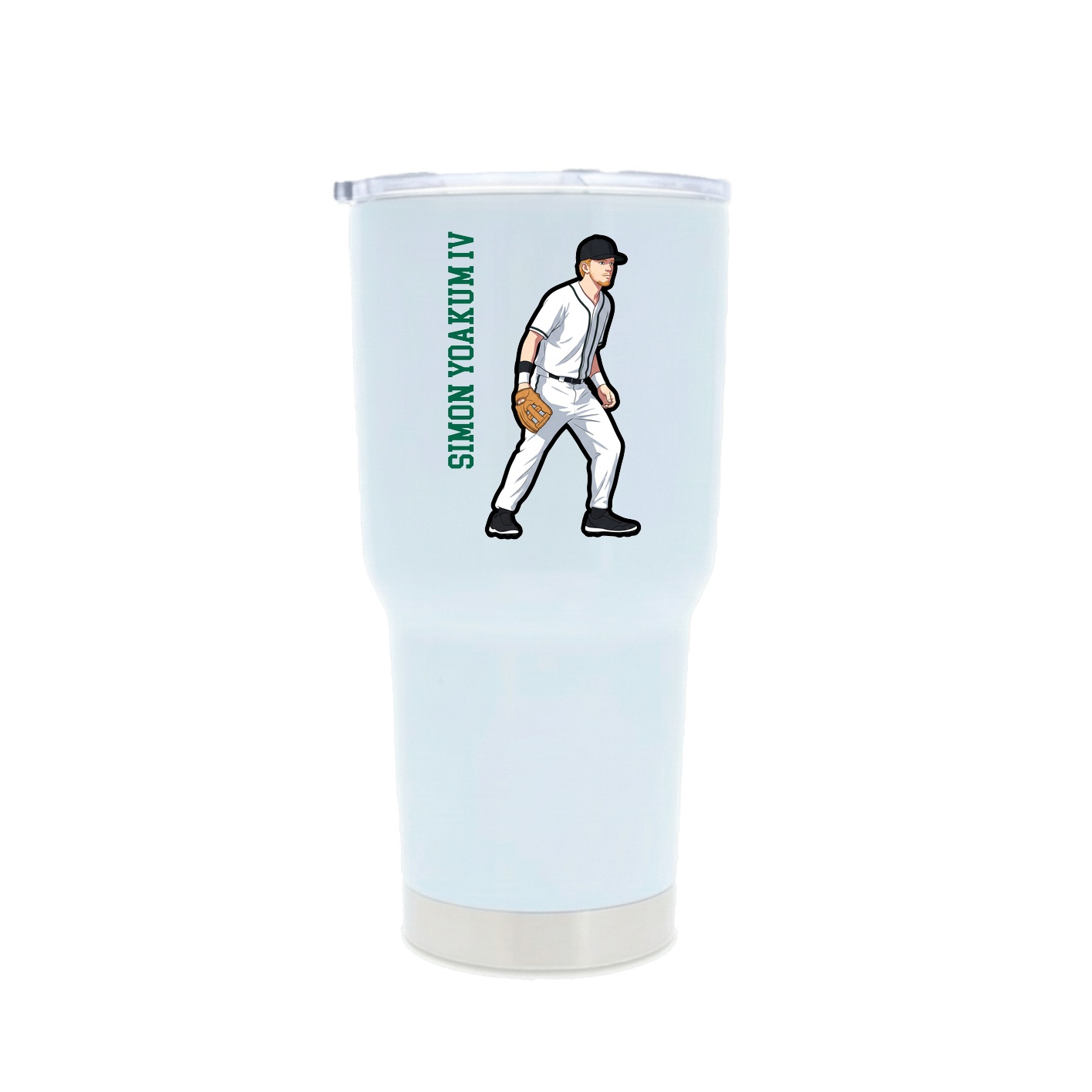 30oz Stainless Steel Tumbler — Name Vertical in White