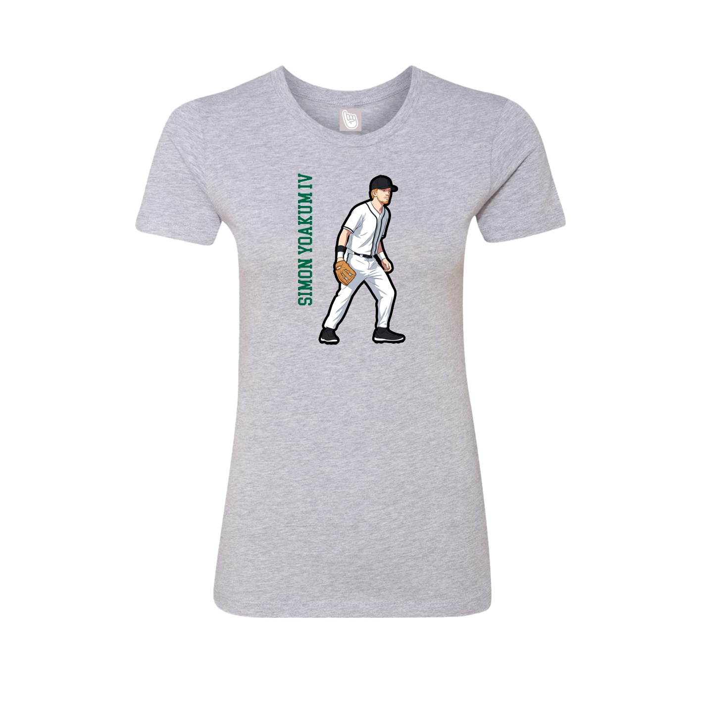 Fitted Women's Tee — Name Vertical in Grey