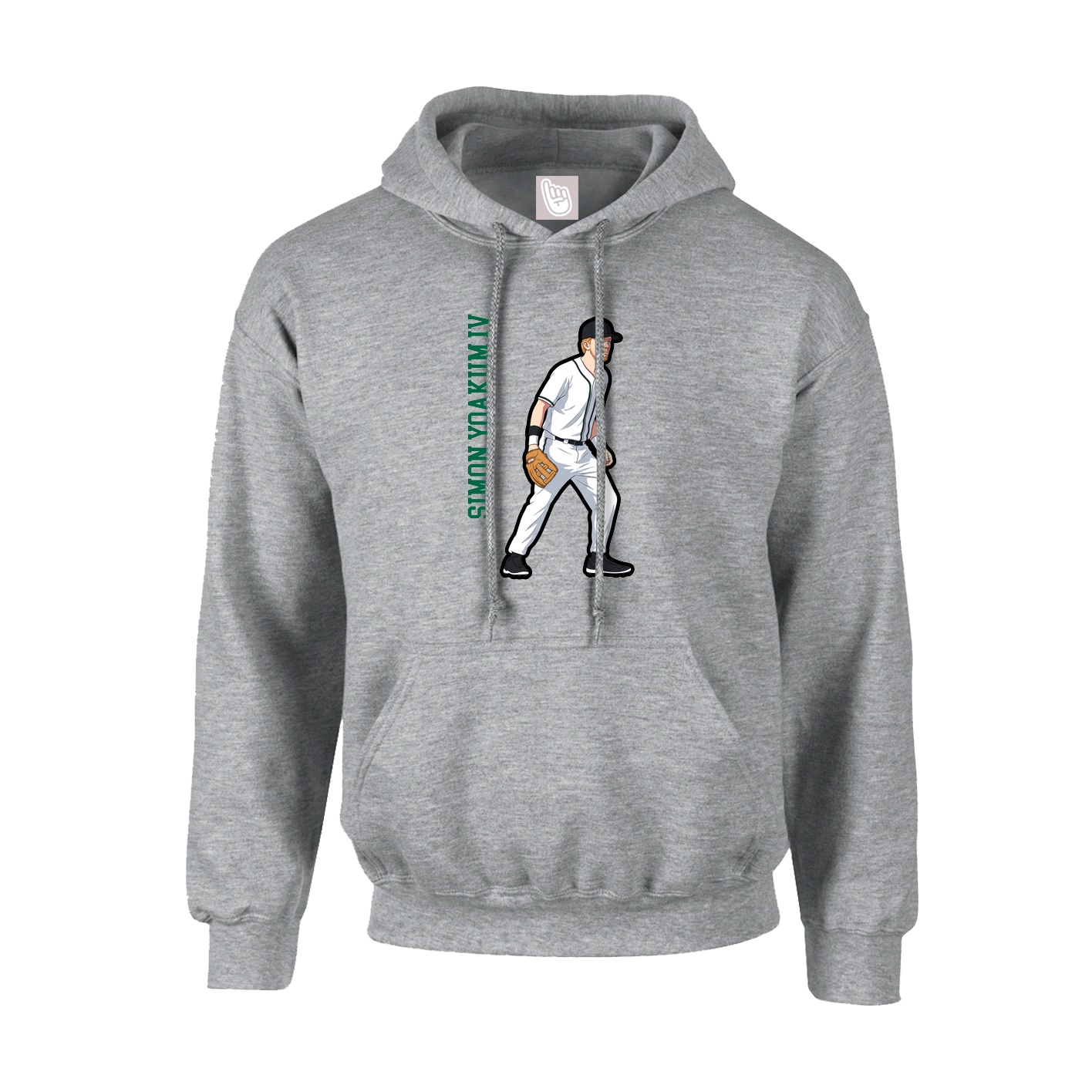 Youth Hoodie — Name Vertical in Grey