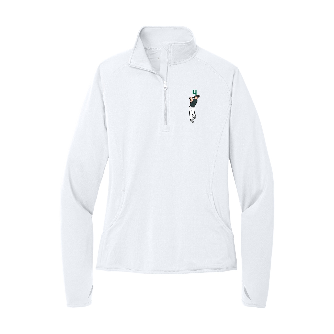 Women's Q-Zip Pullover — Number Top in White