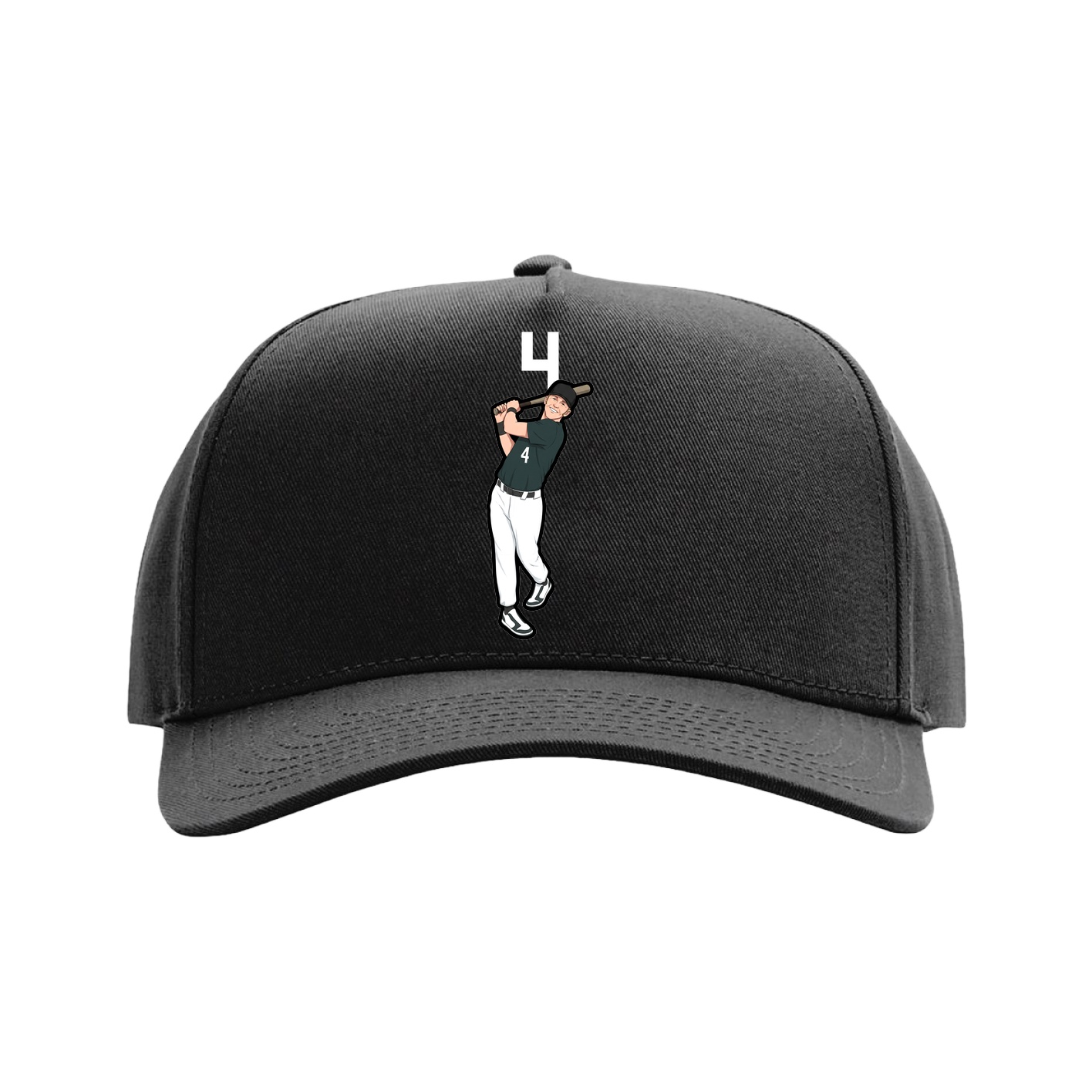 Full Fabric Five-Panel Champ Cap — Number Top in Black