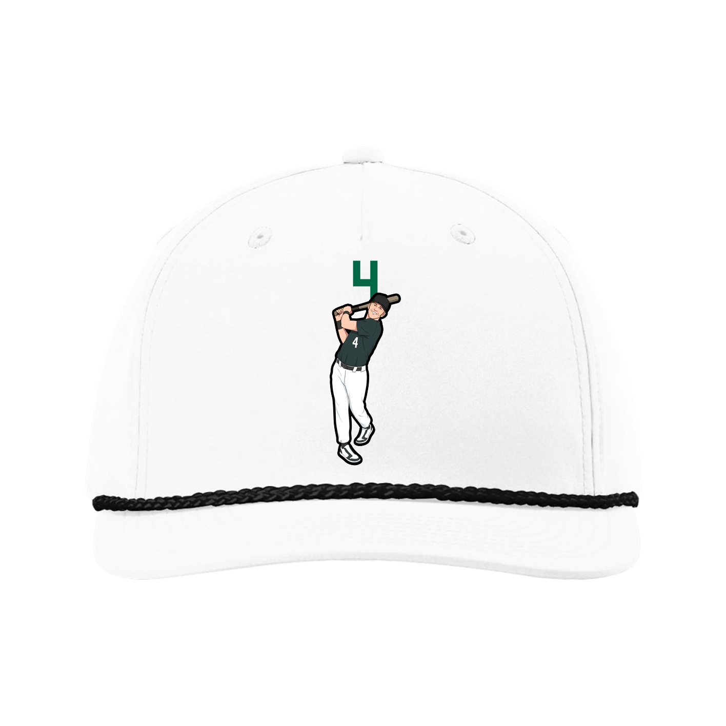 Five-Panel Classic Rope Cap — Number Top in White