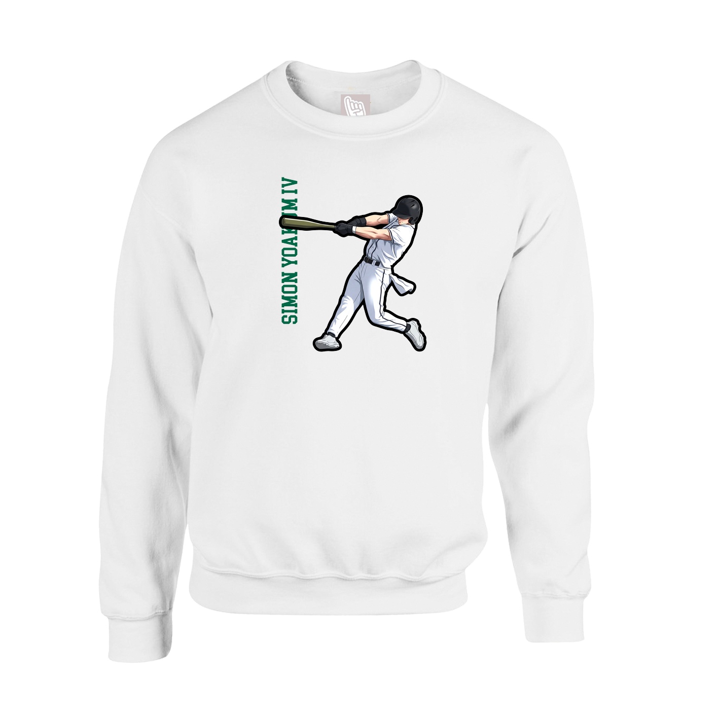Fleece Crew — Name Vertical in White