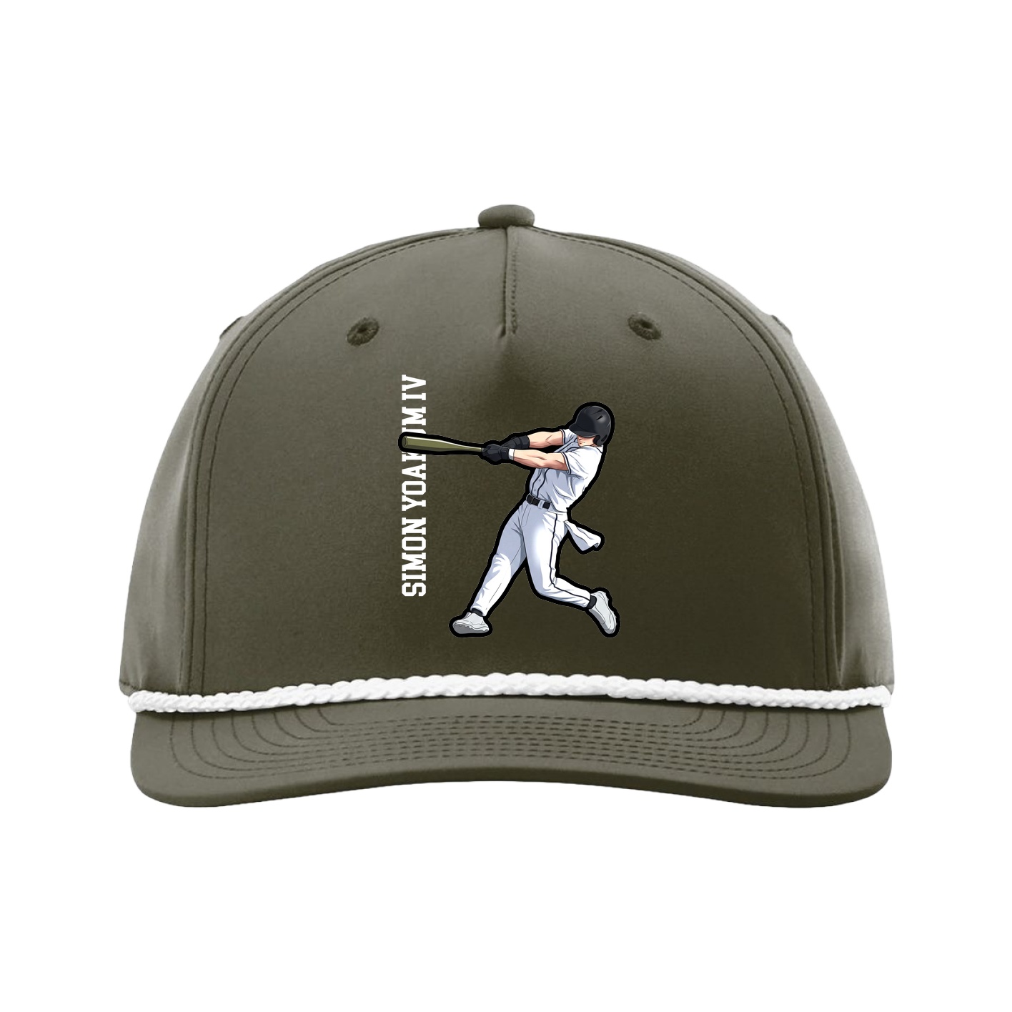 Five-Panel Classic Rope Cap — Name Vertical in Green