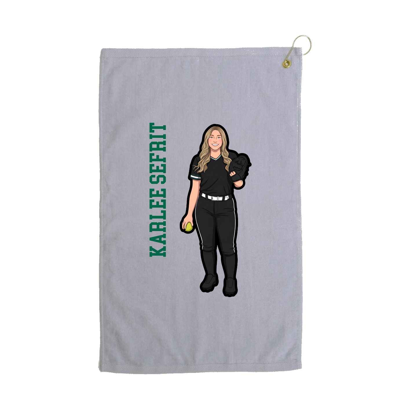 Golf Towel — Name Vertical in Grey