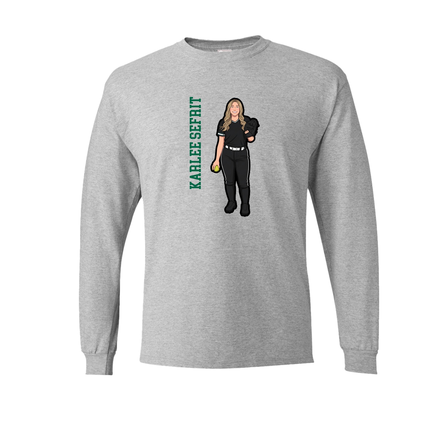Long Sleeve Tee — Name Vertical in Grey