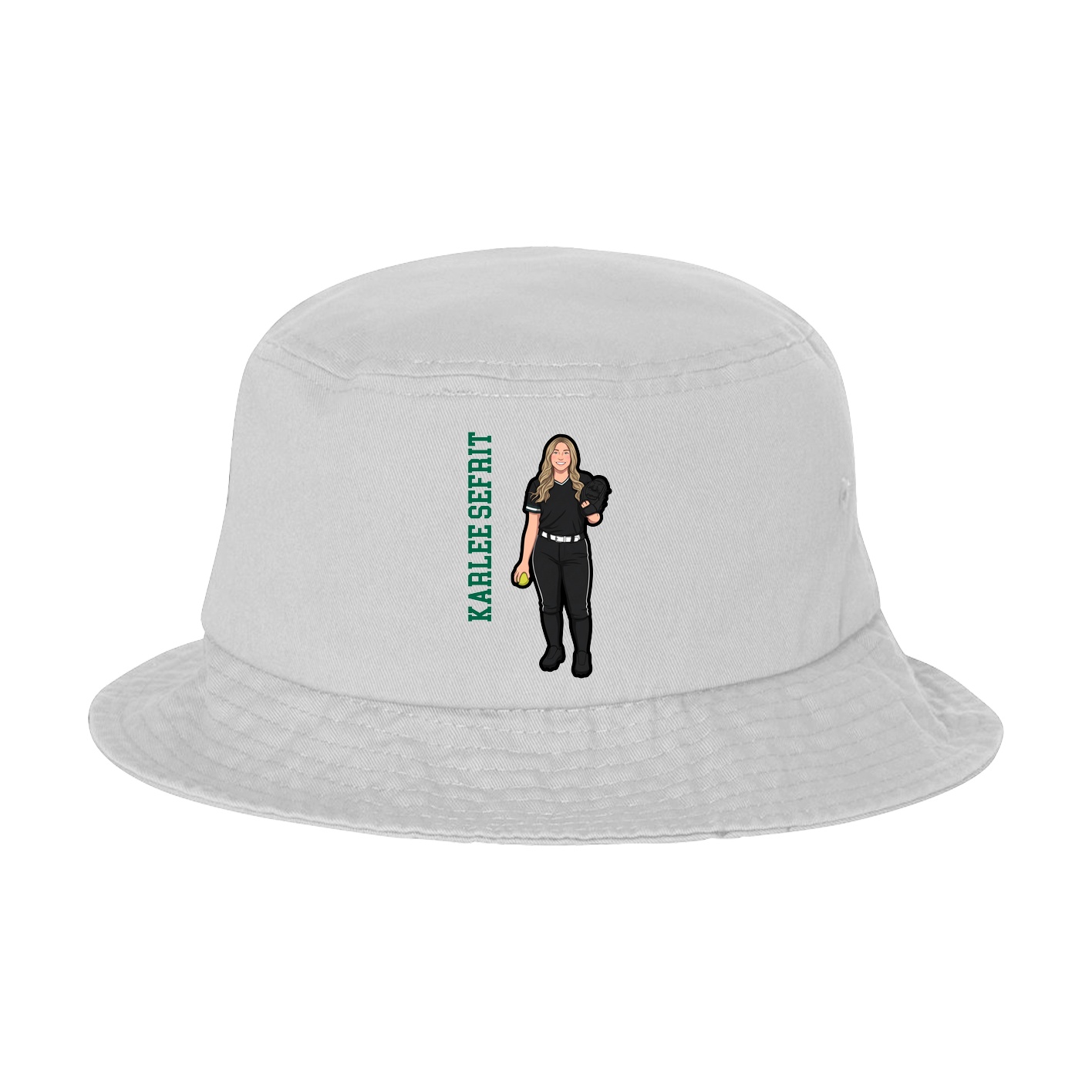 Bucket Cap — Name Vertical in White