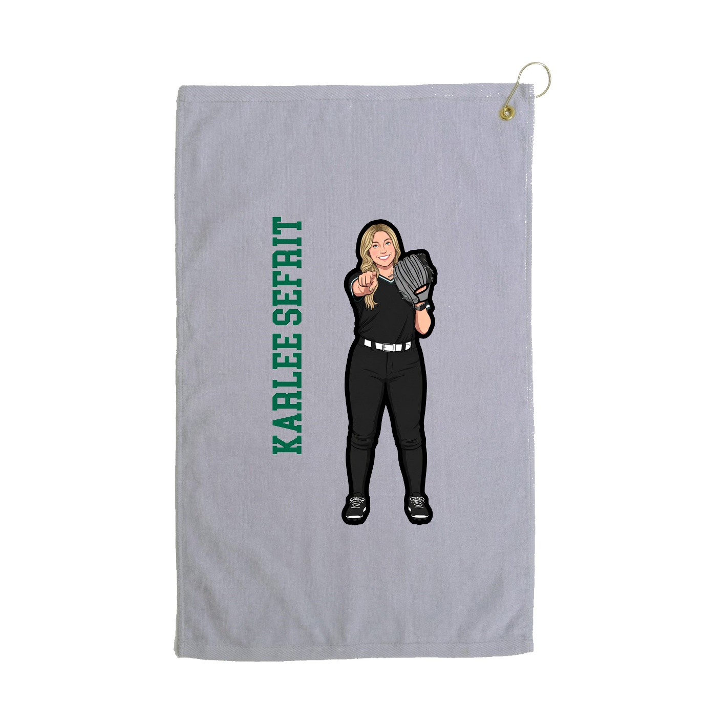 Golf Towel — Name Vertical in Grey